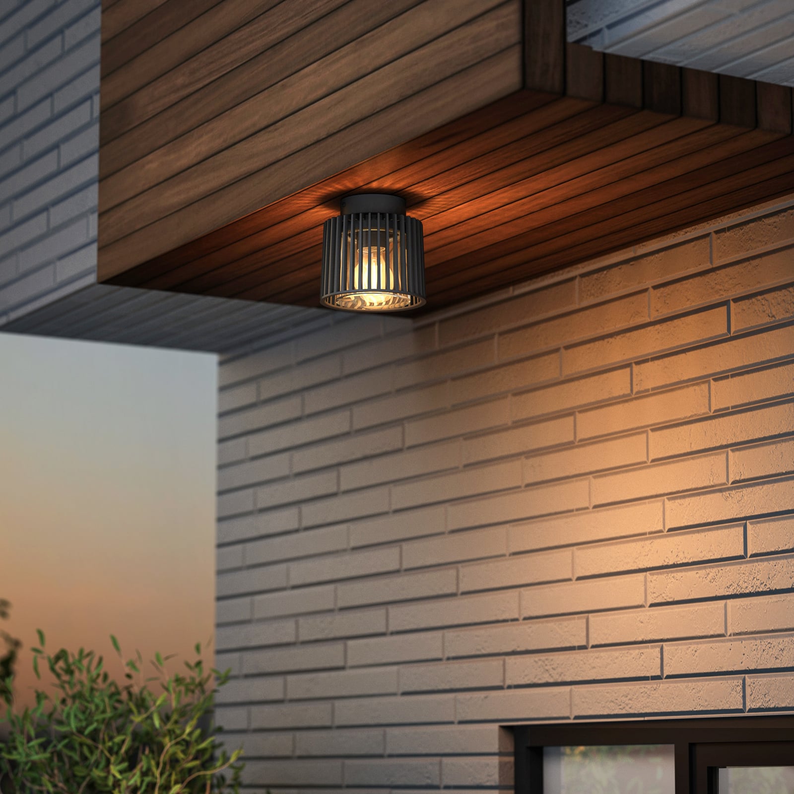 Zewnętrzna lampa sufitowa SHYNE, czarna, 16 cm, metal, IP54, E27