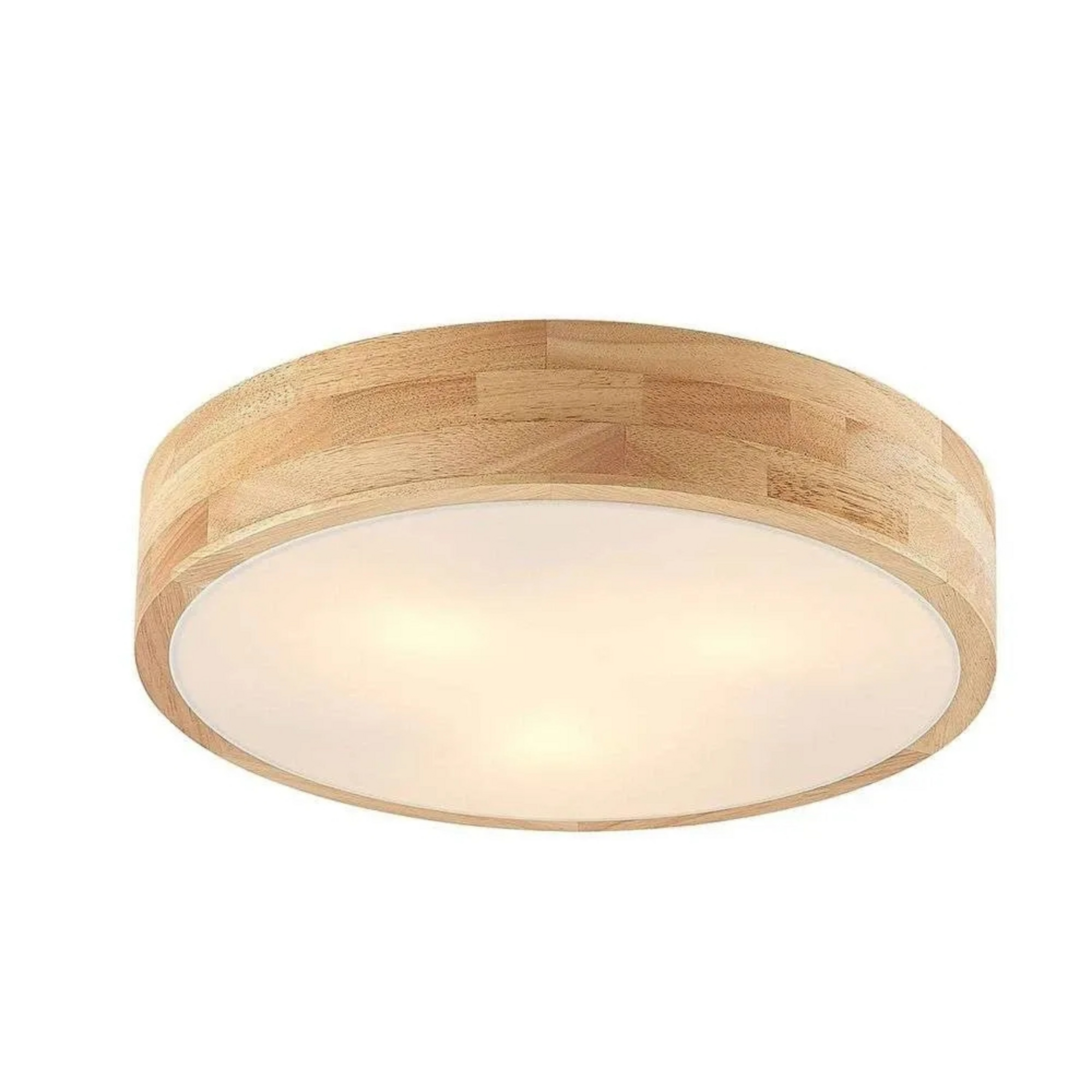 Tanju ceiling lamp, Ø40 cm, 3-bulb, rubberwood – Lindby
