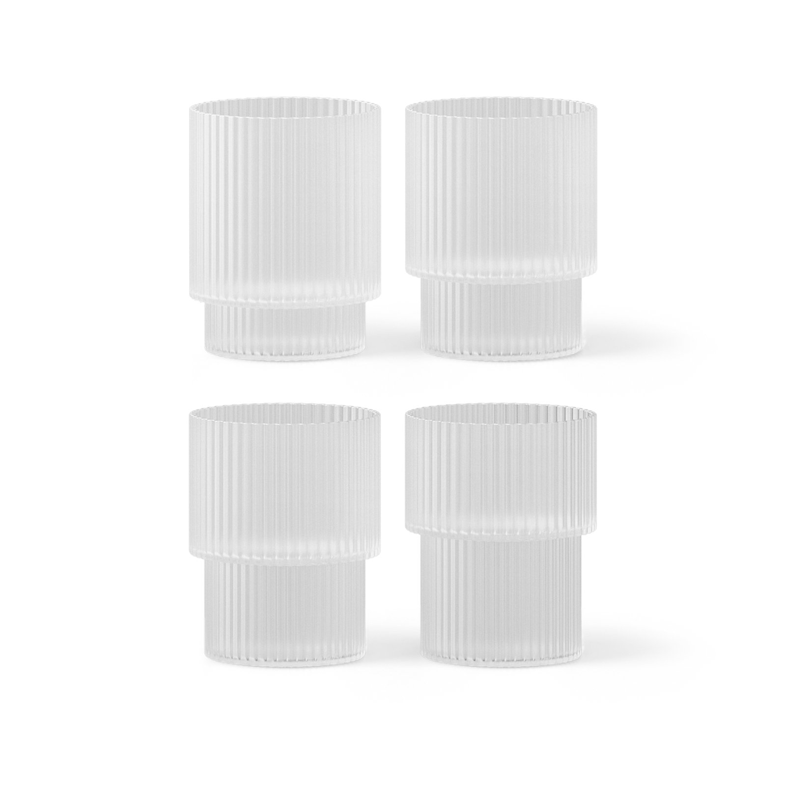 ferm LIVING Glass Ripple, white, 200 ml, mouth-blown, set of 4