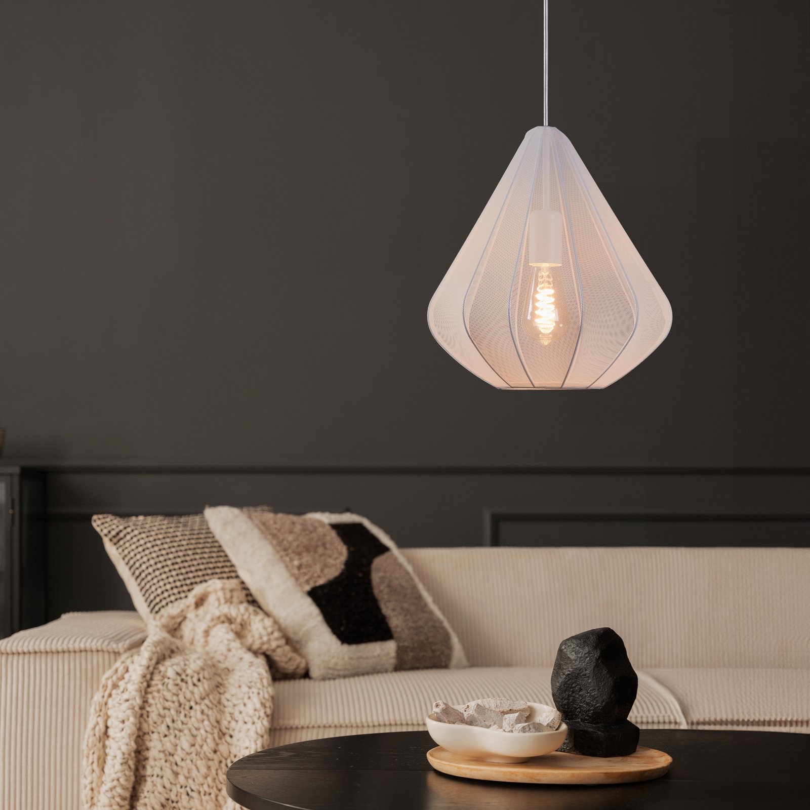 Candeeiro suspenso Dolwen, branco, Ø 33,5 cm