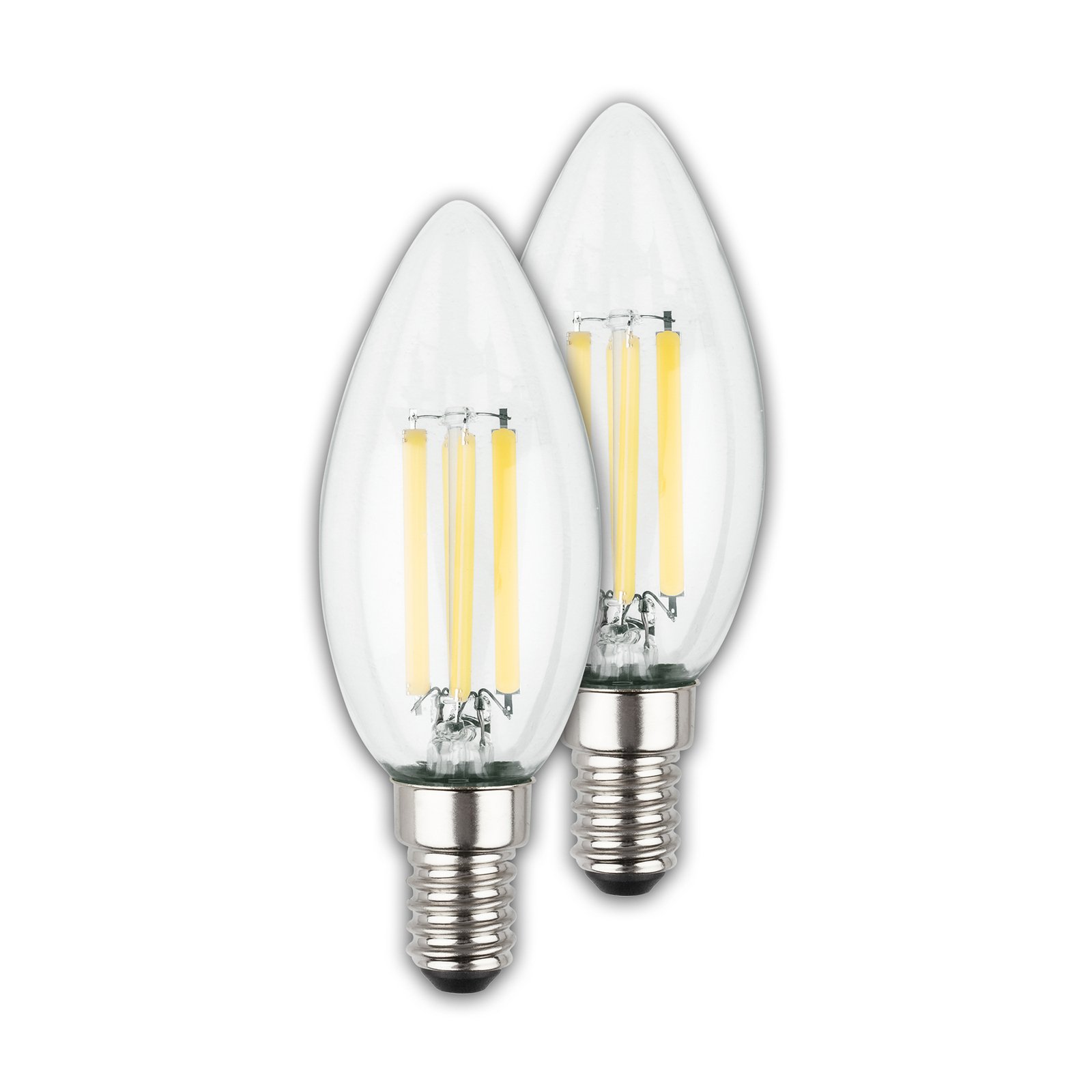 LED-Leuchtmittel Kerze E14 4W klar 3000K 840 lm EEK A 2er