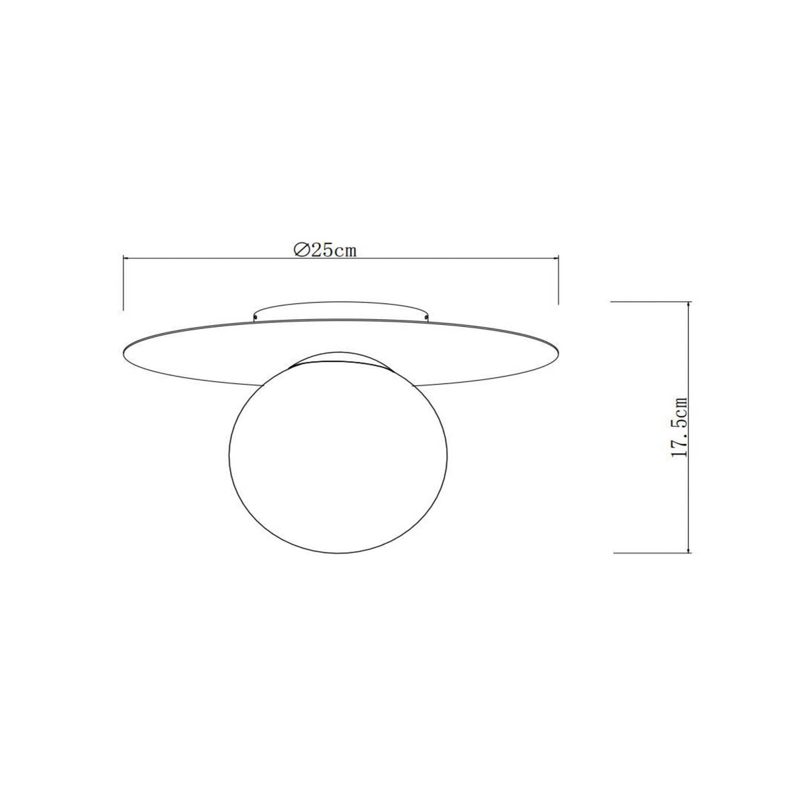 Plafonnier Tricia, noir, Ø 25 cm, verre, 1 lampe, E27