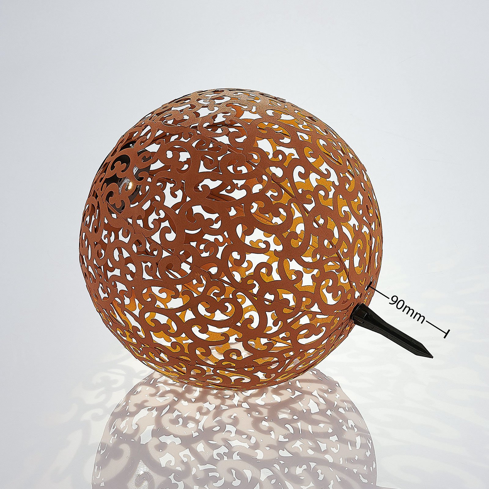 Ornament-LED-solcellelampe Eduta, kule, rustfarger