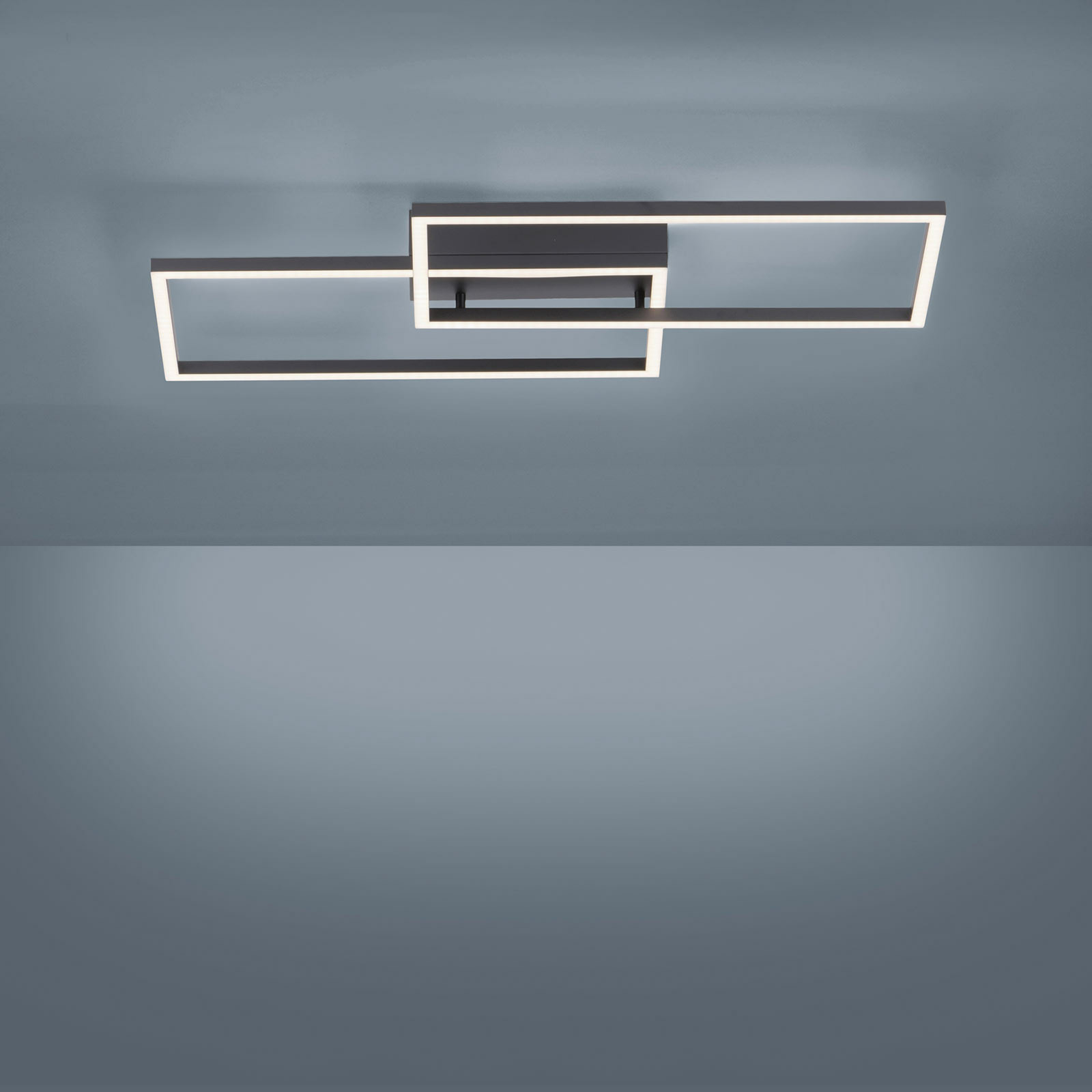LED plafondlamp Iven, dim, zwart, 60,5x32,5cm