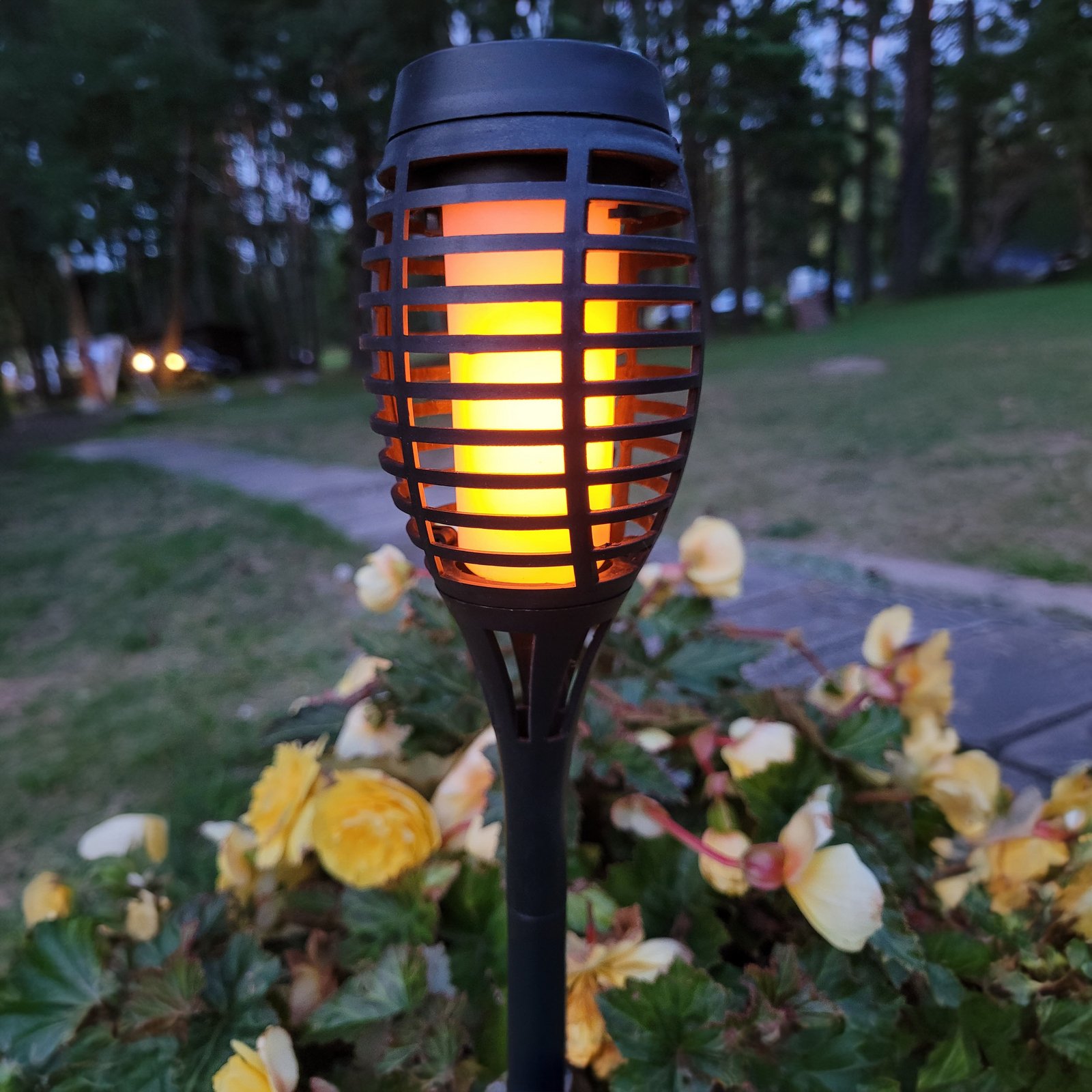 LED-Solar-Erdspießlampe FANILO, schwarz, 45 cm, 5er-Set IP44