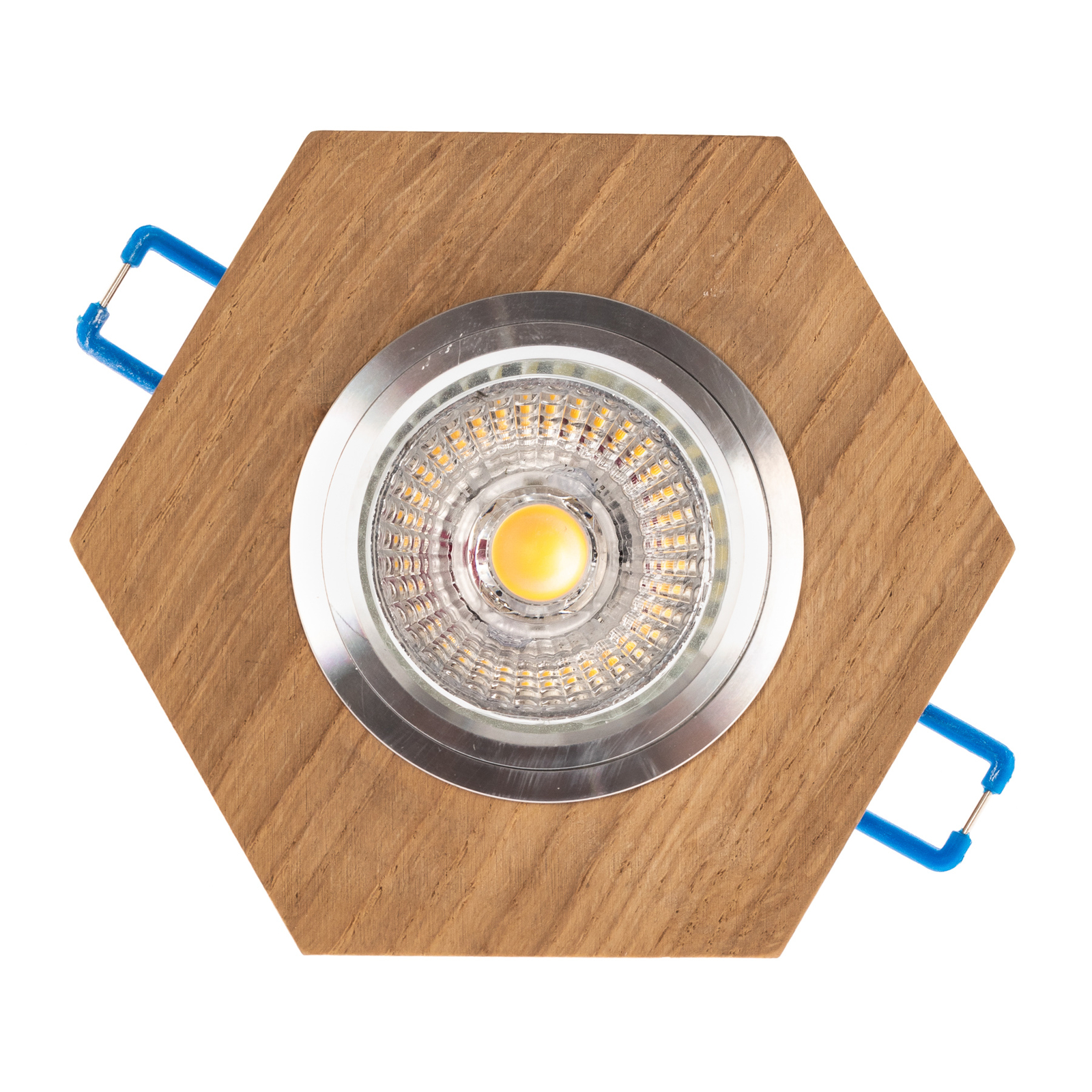 Sirion recessed spotlight, hexagonal, oak, GU10