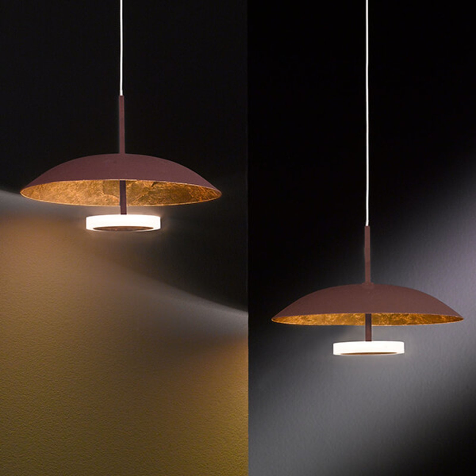 Wofi Gold and brown Pierre LED pendant light - 2-bulb, for Living / Dining Room, metal, 4.5 W, energy efficiency: A+, L: 40.5 cm, W: 21.5 cm