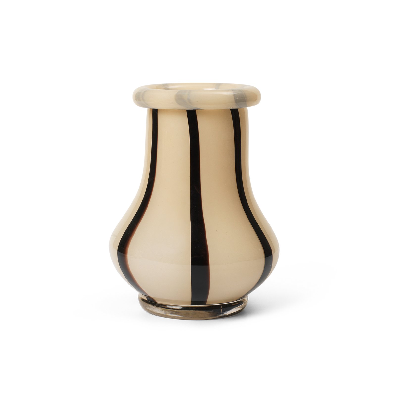 ferm LIVING Vase Riban, beige, 19 cm, verre, soufflé à la bouche