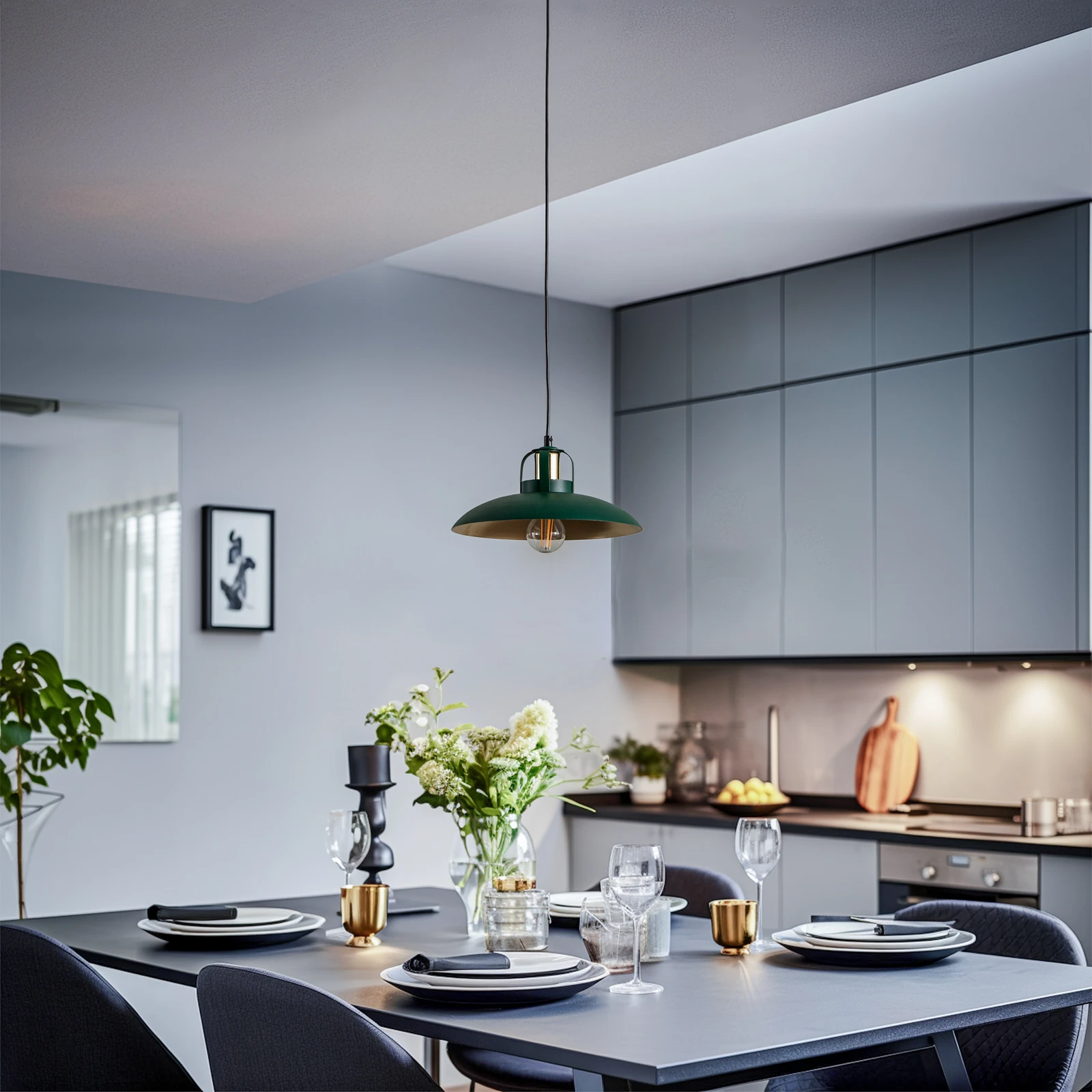 Hanglamp Felix, groen/goud, 1-lamp