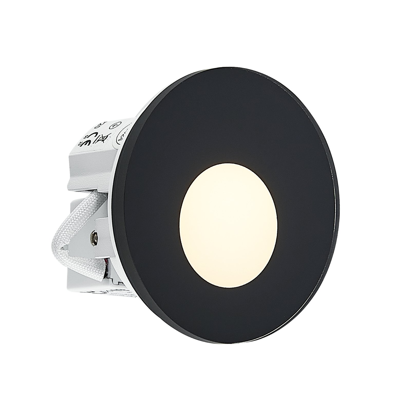 Molto Luce LED lampă încastrată perete 68R sticlă IP44 RD, negru