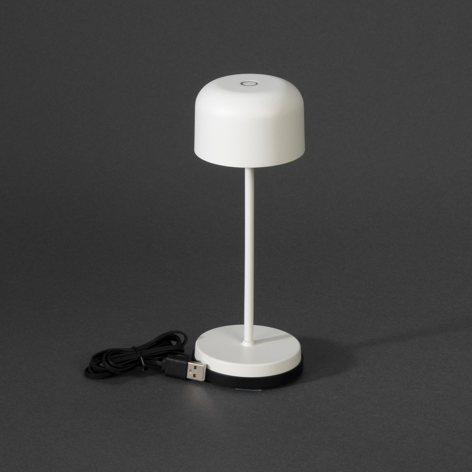 LED tafellamp Lille, hoogte 20 cm, wit, IP54, USB