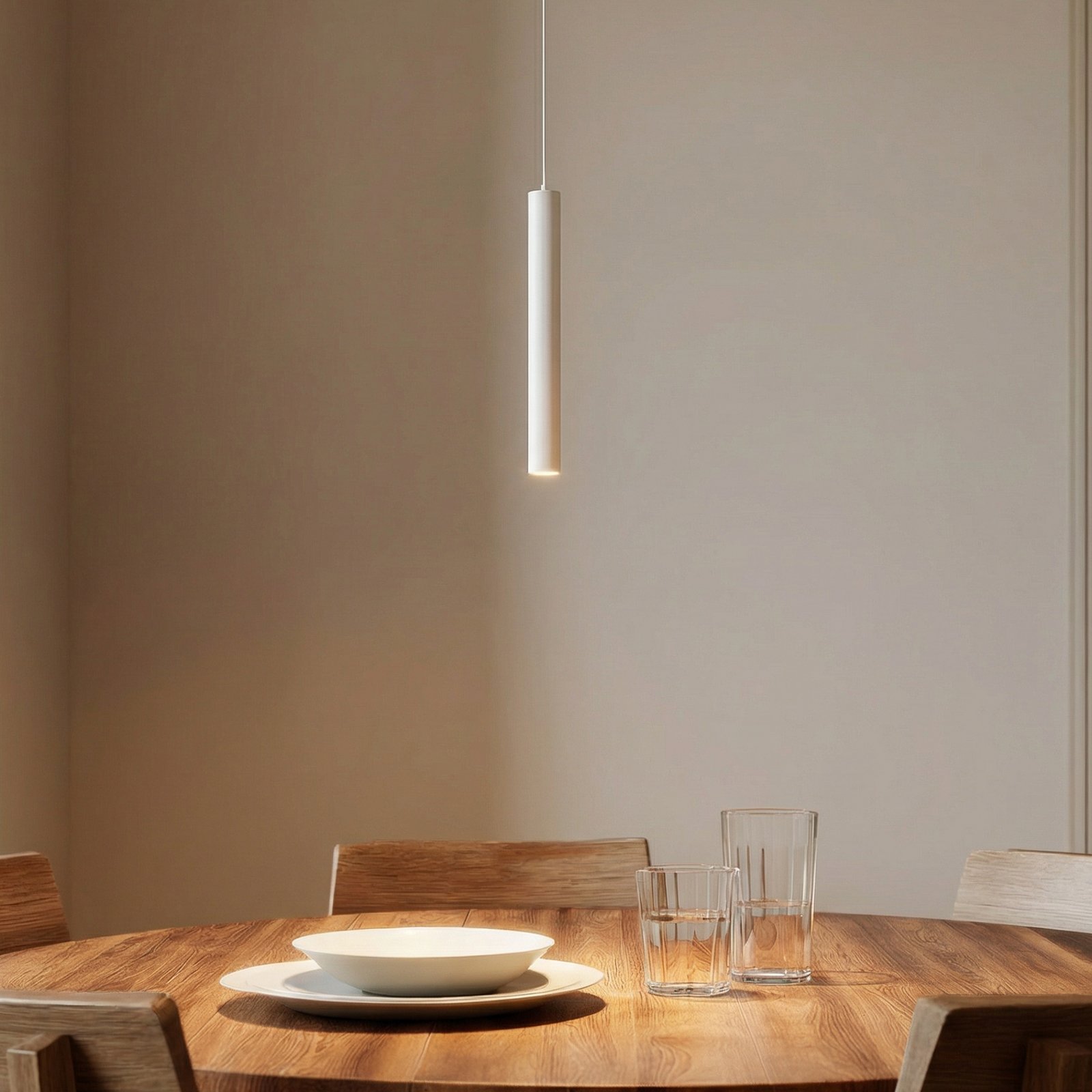 Lindby LED-Pendelleuchte Lumaro, weiß, 27 cm, 48V, dimmbar