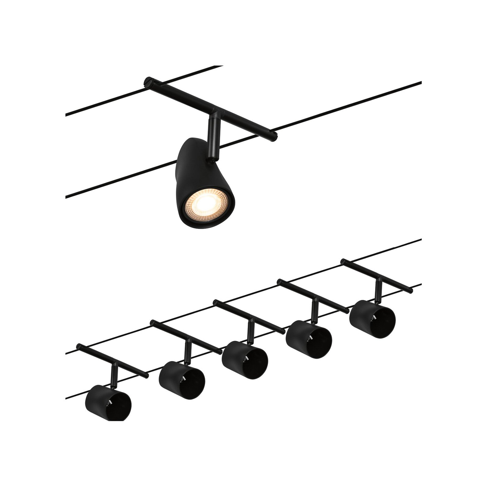 Paulmann Cup système câble base 5 lampes noir