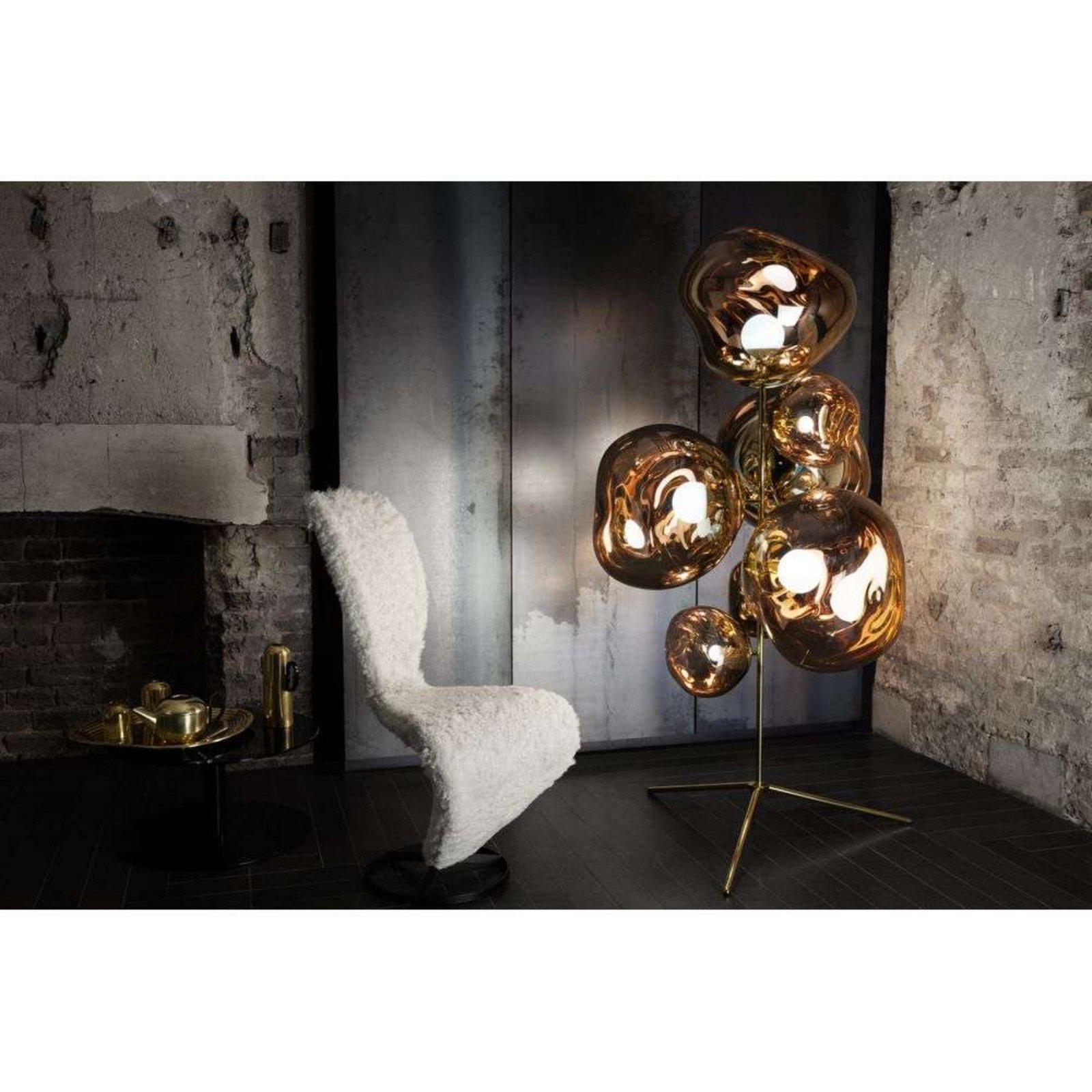 Melt Floor Chandelier Lampadar Gold/Opal - Tom Dixon