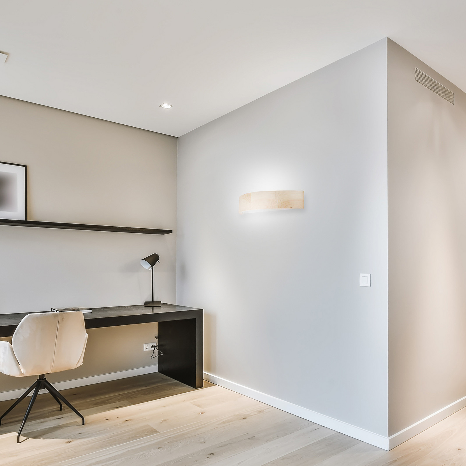 TEMAR LIGHTING Aplică de perete Cleo D1DR410 lemn de pin lungime 41 cm E27 - Camera de zi / sufragerie - Modern - pinie alb