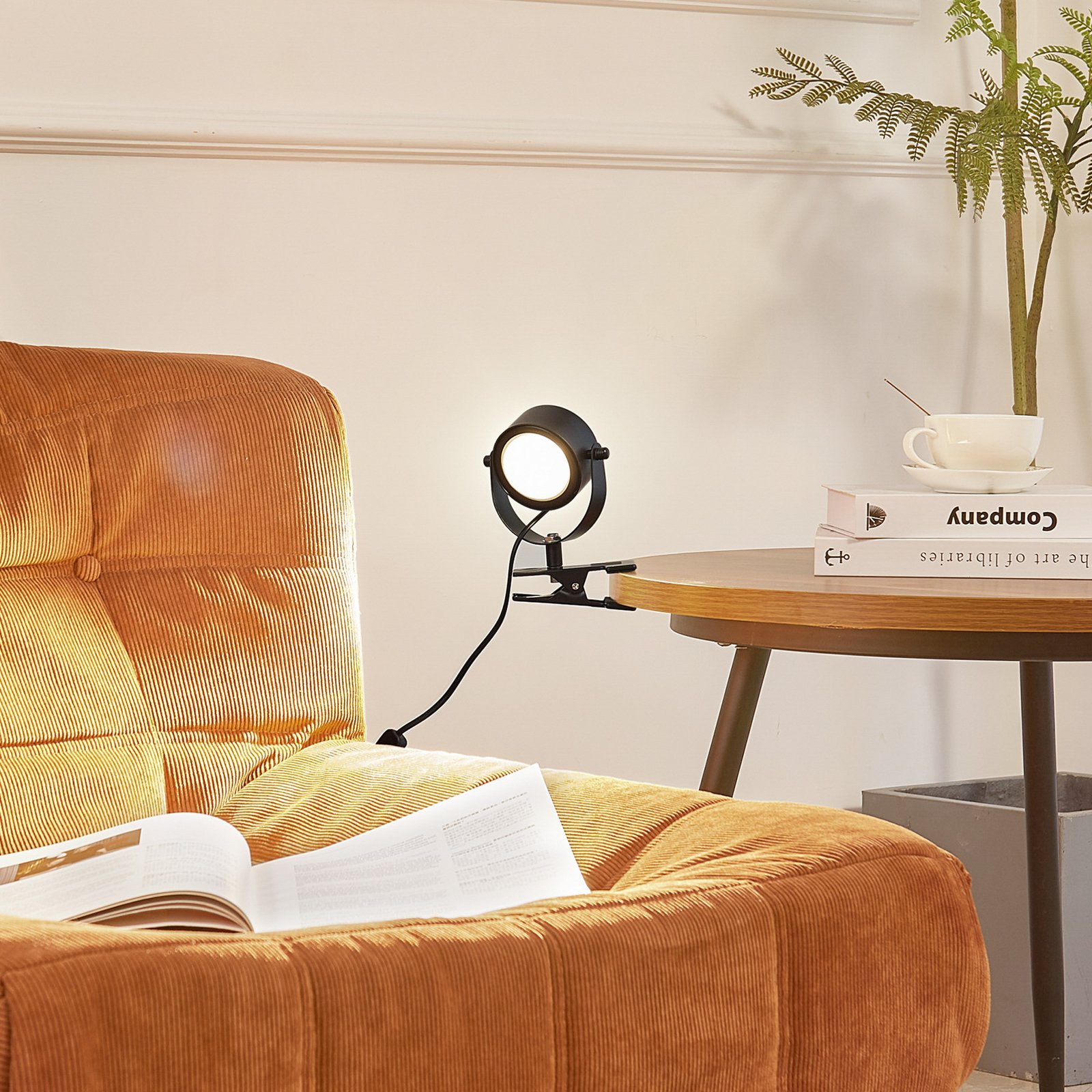 Lindby Φωτιστικό με σφιγκτήρα Jyla, μαύρο ματ, GX53