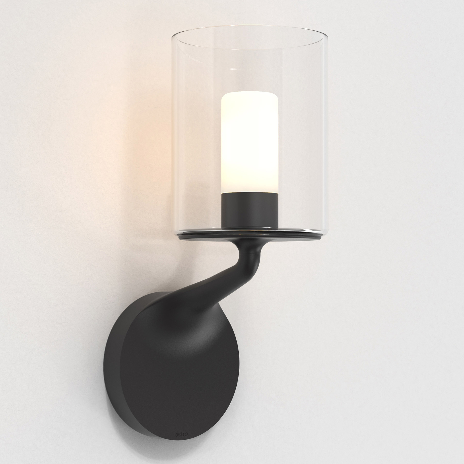 Astro Elena Wandleuchte, Glasschirm, IP44, schwarz