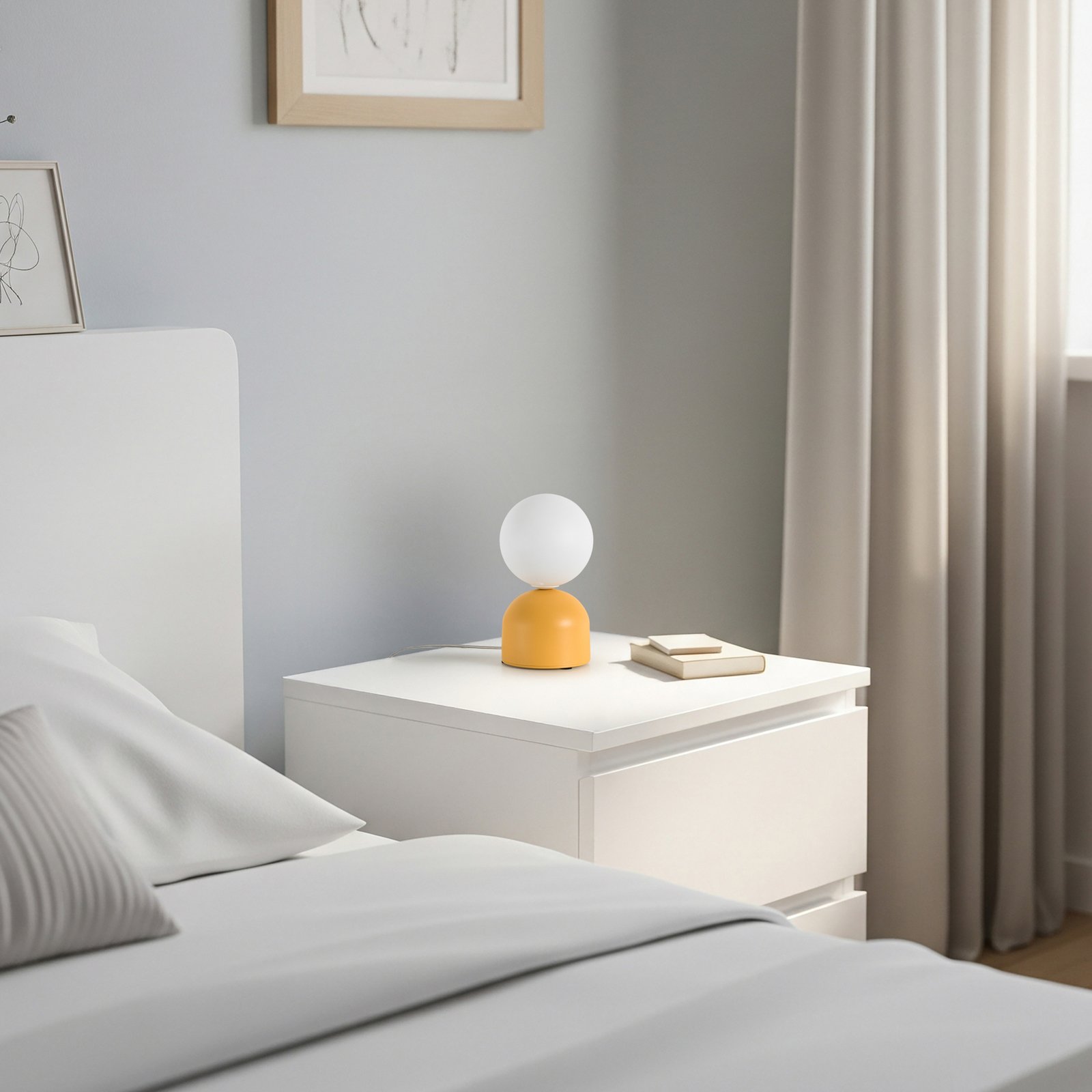 Miki table lamp, yellow, height 21 cm, metal/glass, G9 Miki table lamp, yellow, height 21 cm, metal/glass, G9