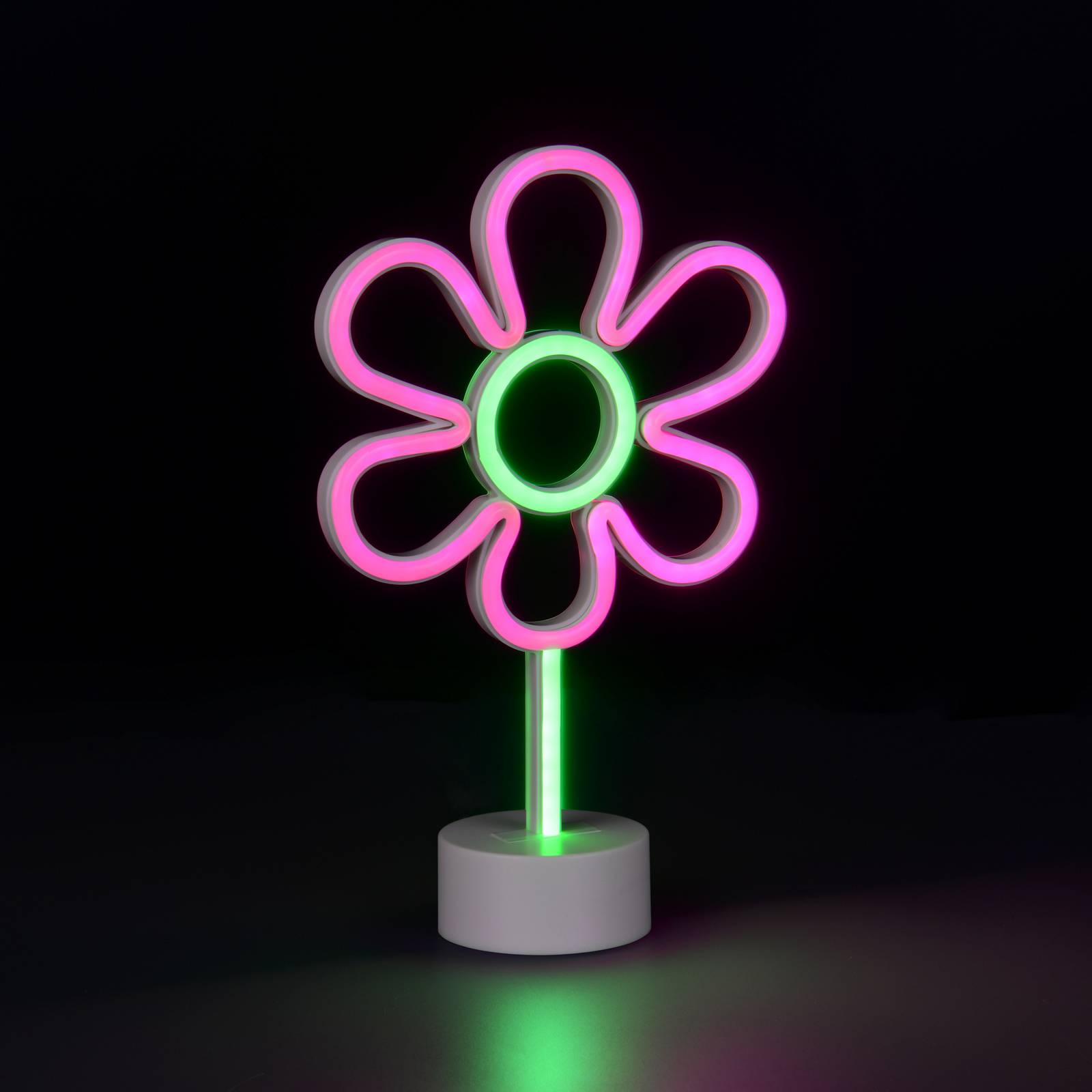 LED-bordlampe «Rose», hvit, plast, med stikkontakt eller batteri