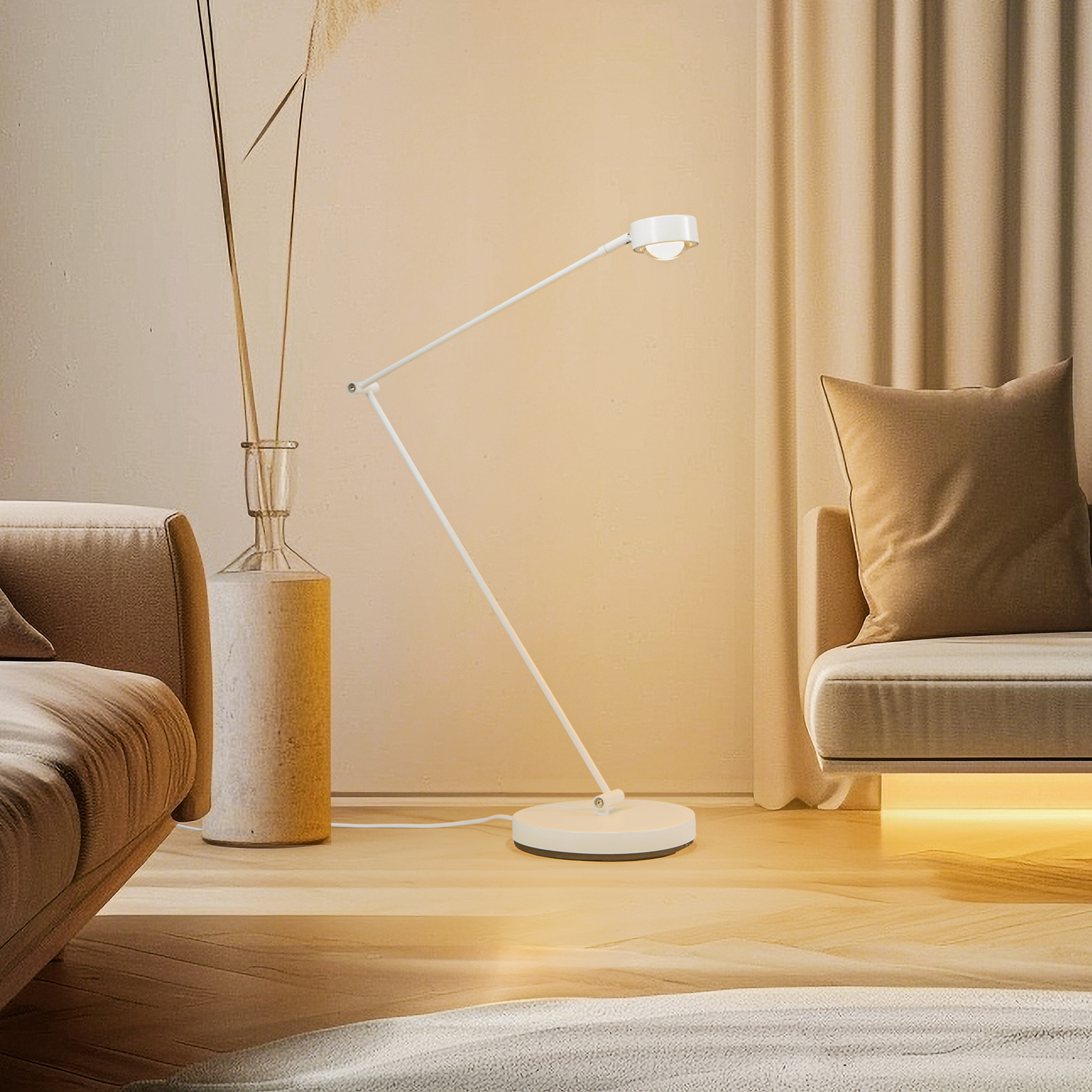 Jyla floor lamp, white, adjustable, lens, 4200K