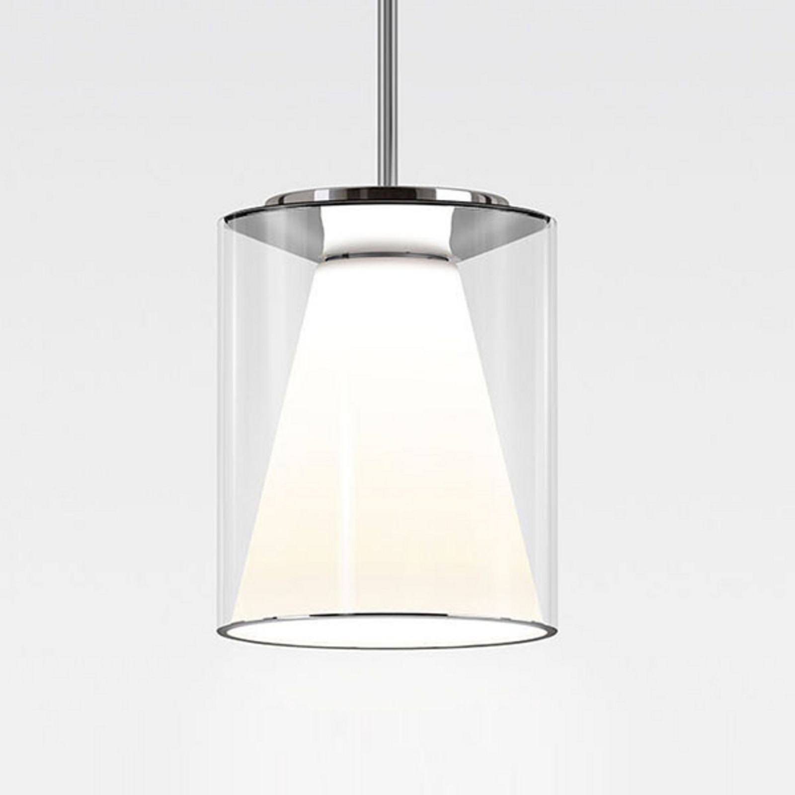 Serien Lighting serien.lighting Drum M tub suspendat 927 Triac mare - Camera de zi / sufragerie - modern - transparent opal aluminiu lucios cromat - Sticlă