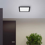 LED-Deckenleuchte Flat, CCT, schwarz, quadratisch