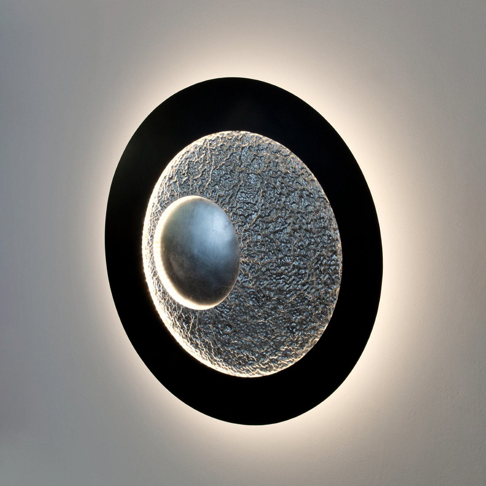 LED-seinavalgusti URANO GIGANTE XL, must/hõbedane, Ø 100 cm, hämardatav