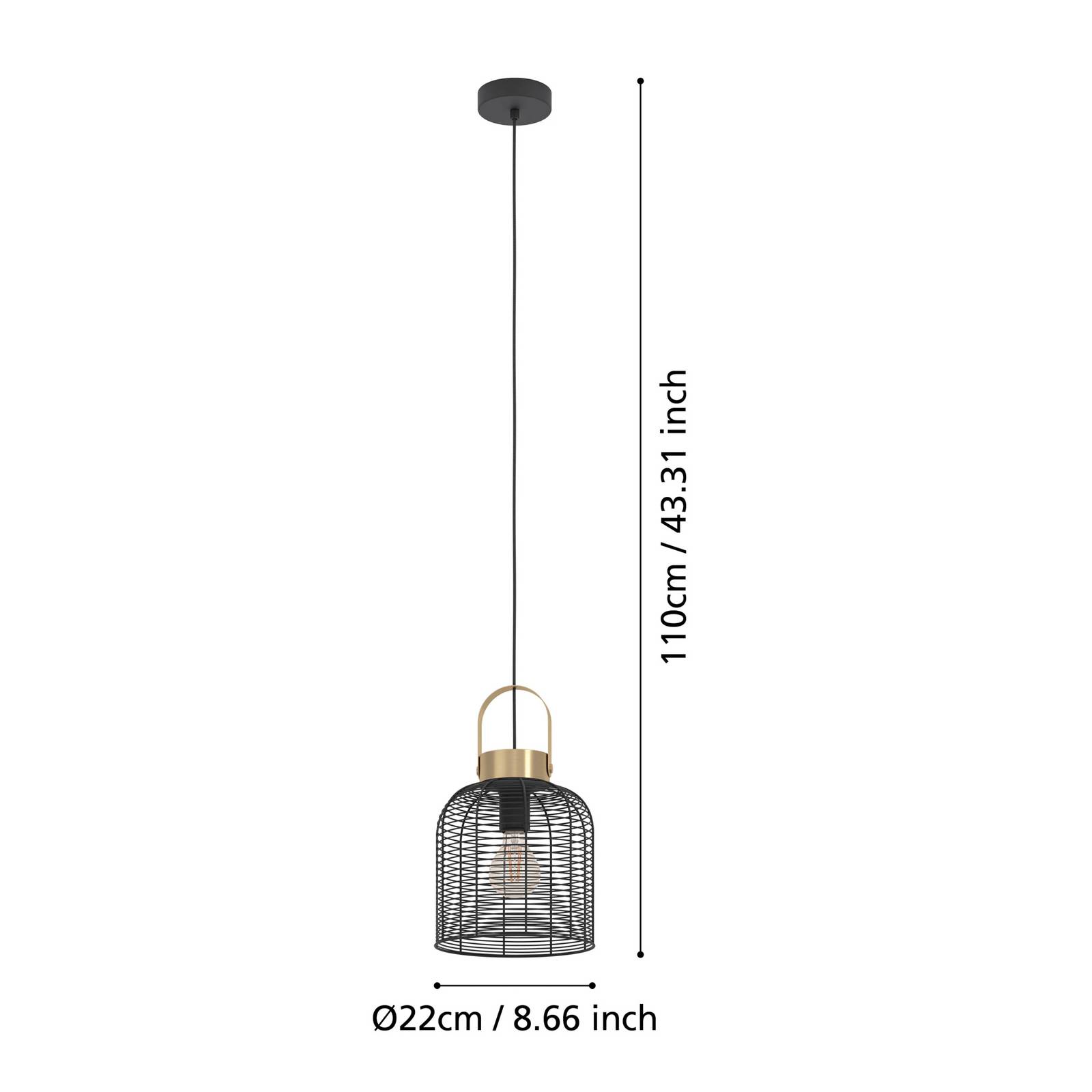 Lampa wisząca Roundham, średnica 22 cm