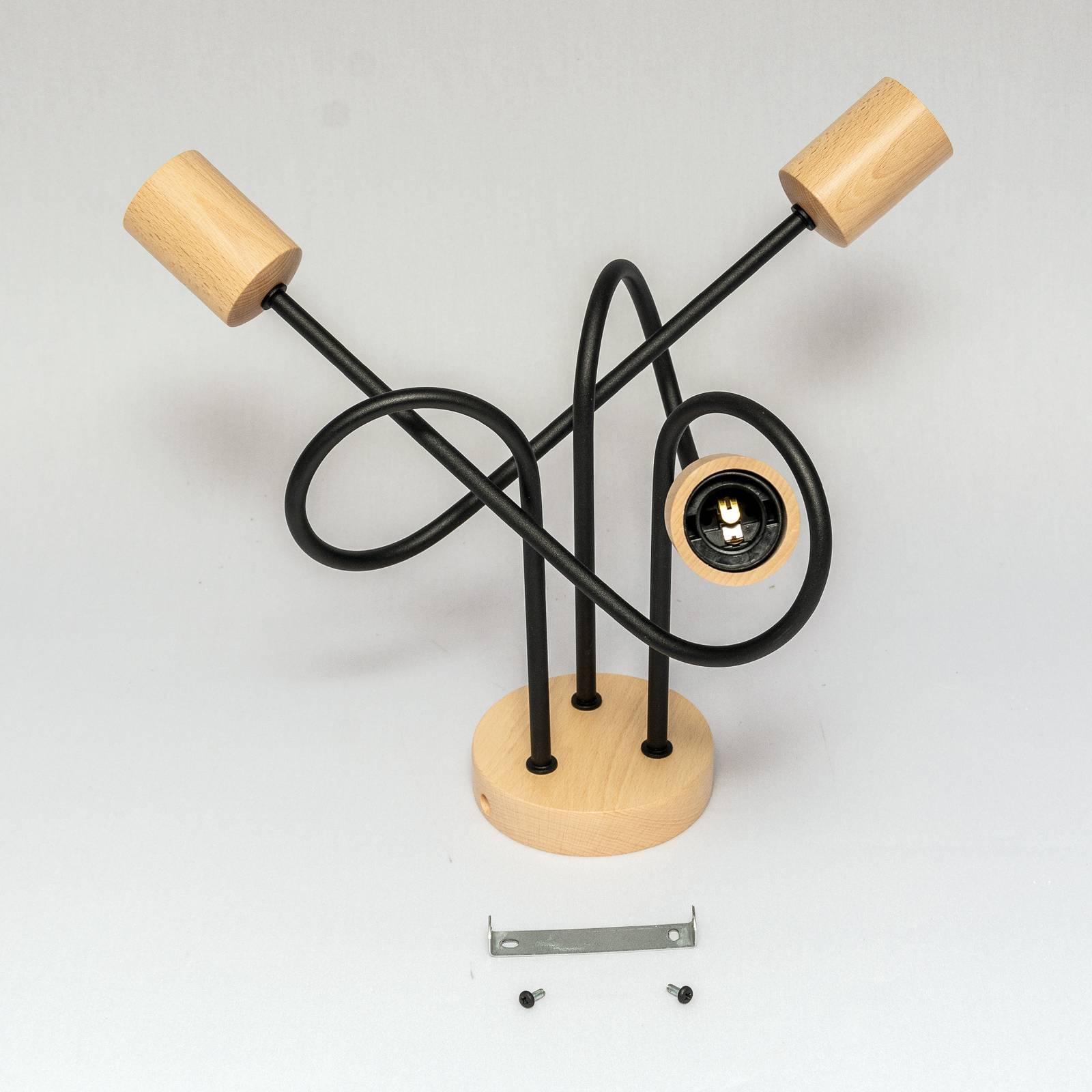 Lampa sufitowa Oxford, czarna, drewno, metal, 3-punktowa, Ø 44 cm