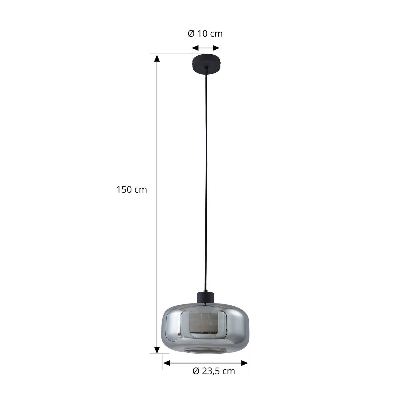 Lampa wisząca Lindby Hildur, 1-punktowa, Ø 28,5 cm, dymny szary, szkło