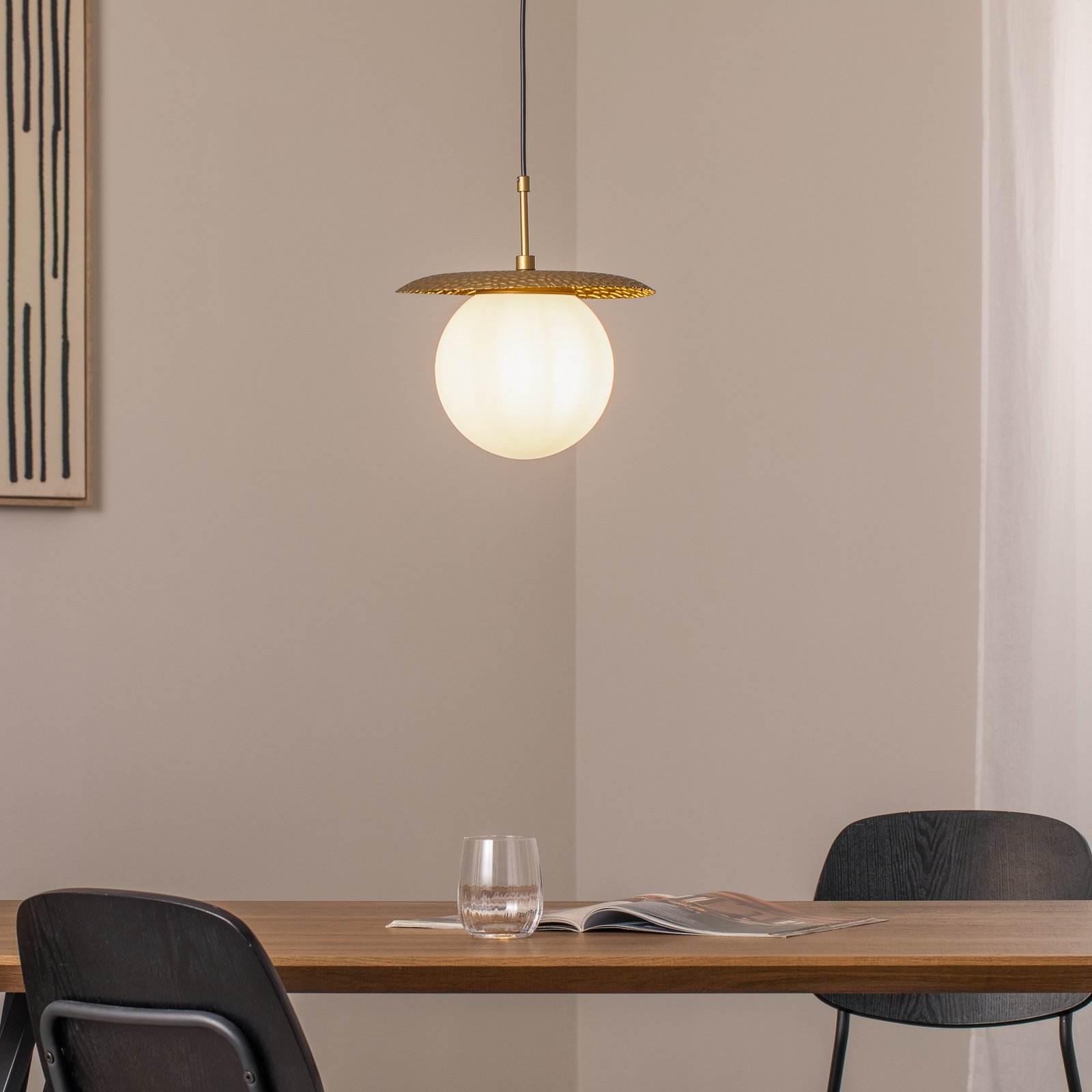 Висяща лампа Anemon, златист, стъкло, Ø 30 cm, E27