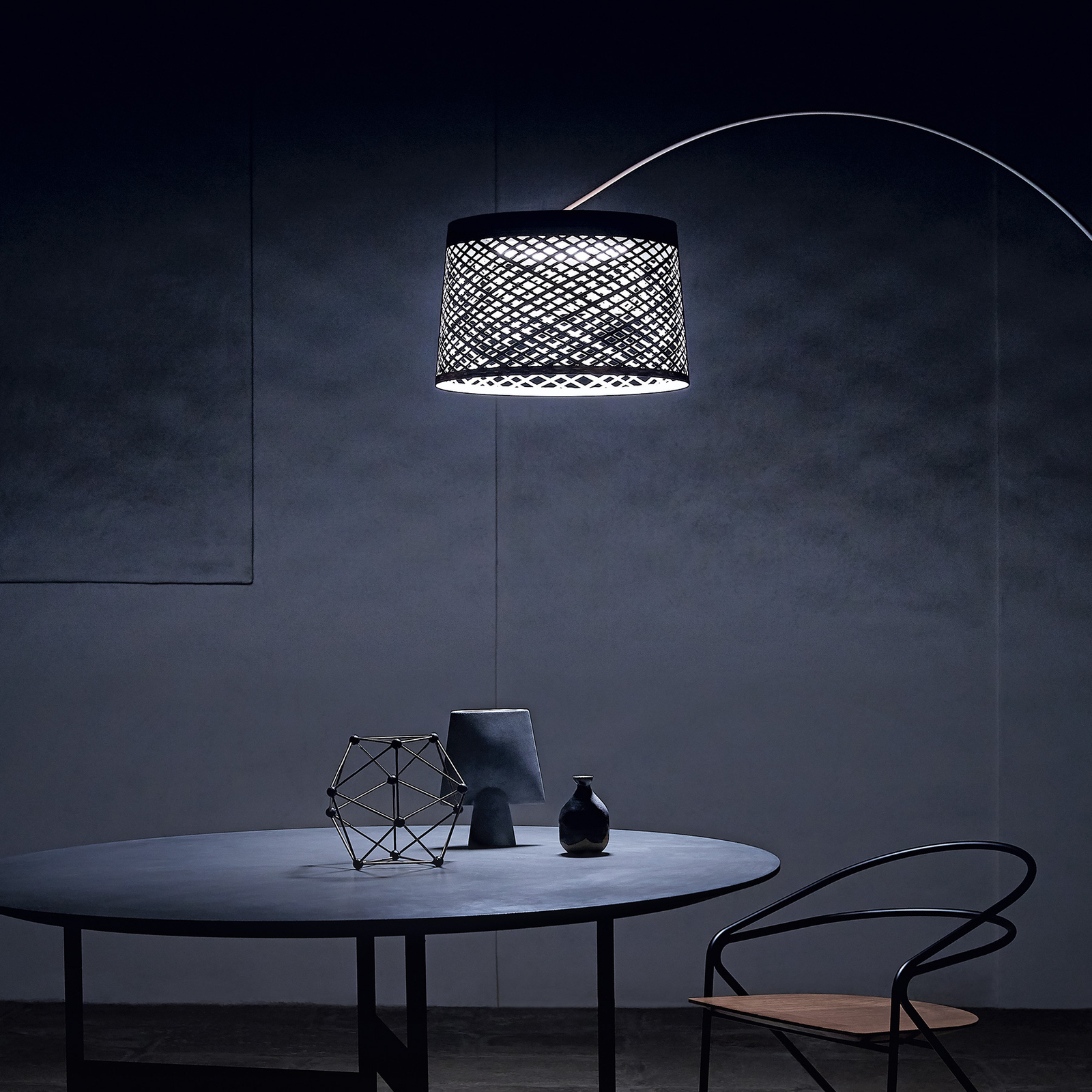 Lampa łukowa LED Foscarini Twiggy Grid, szary