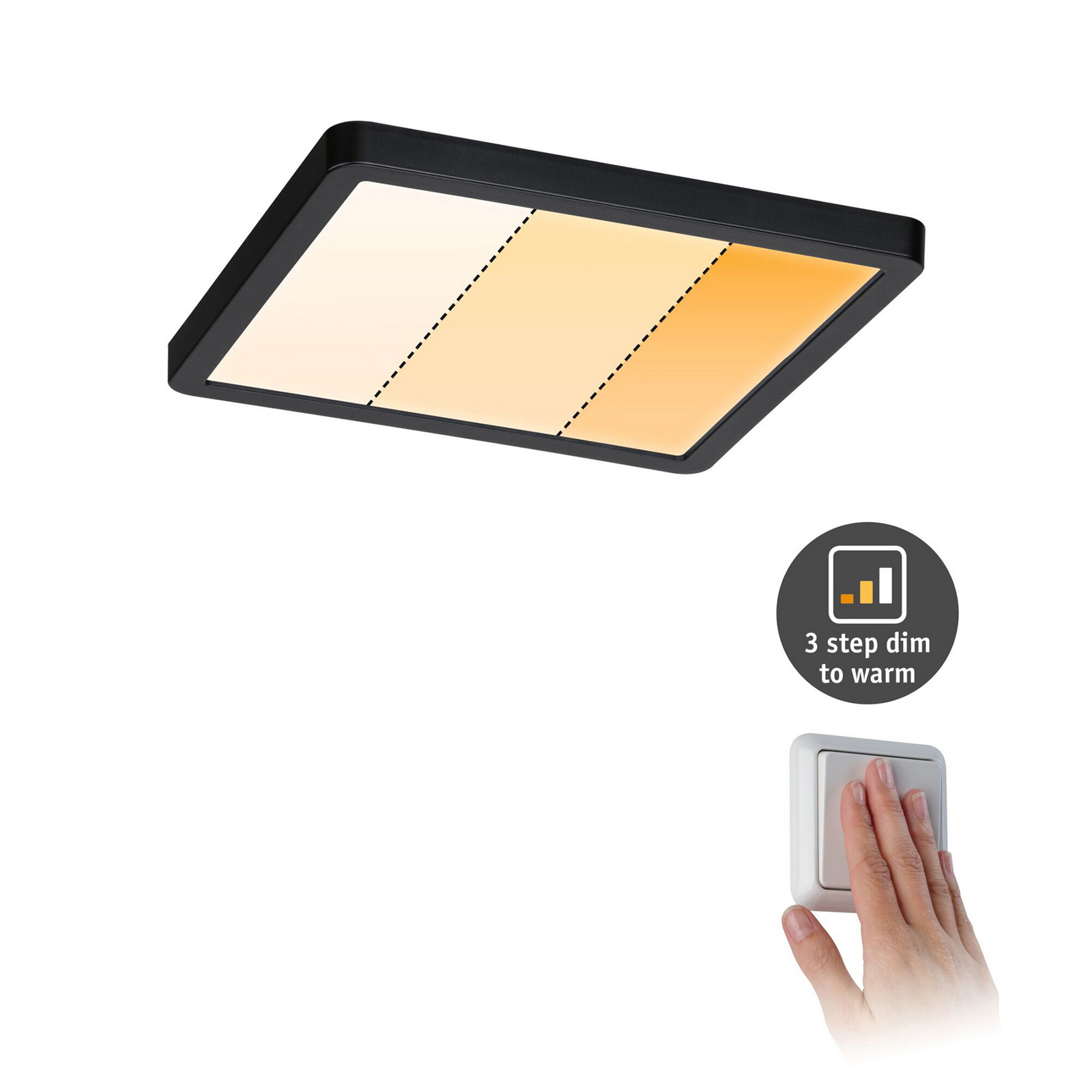 Paulmann Areo Painel dimtowarm angular preto 17,5cm