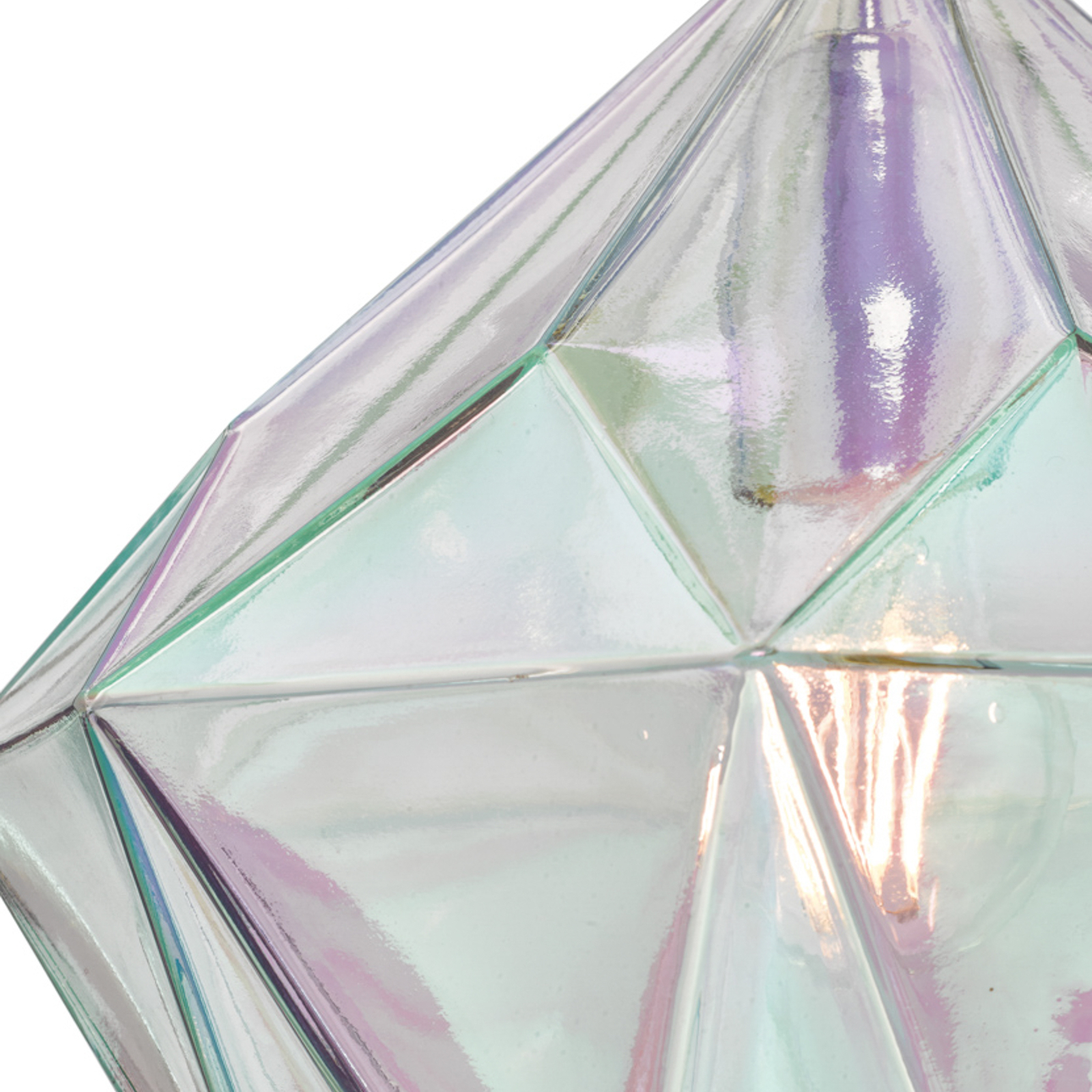 Candeeiro suspenso Gaia com abajur em vidro iridescente