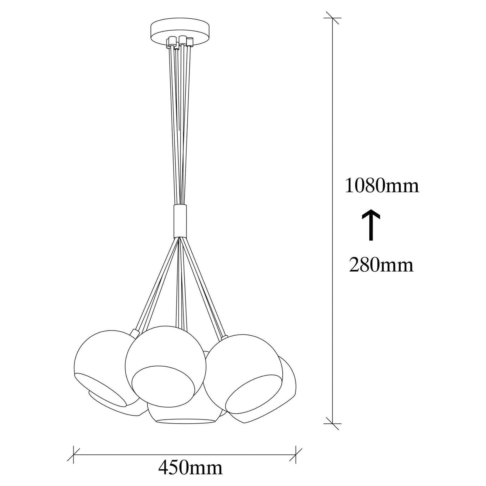 Piekaramā lampa Sivani MR-629, tirkīza, metāla 7 spuldžu komplekts