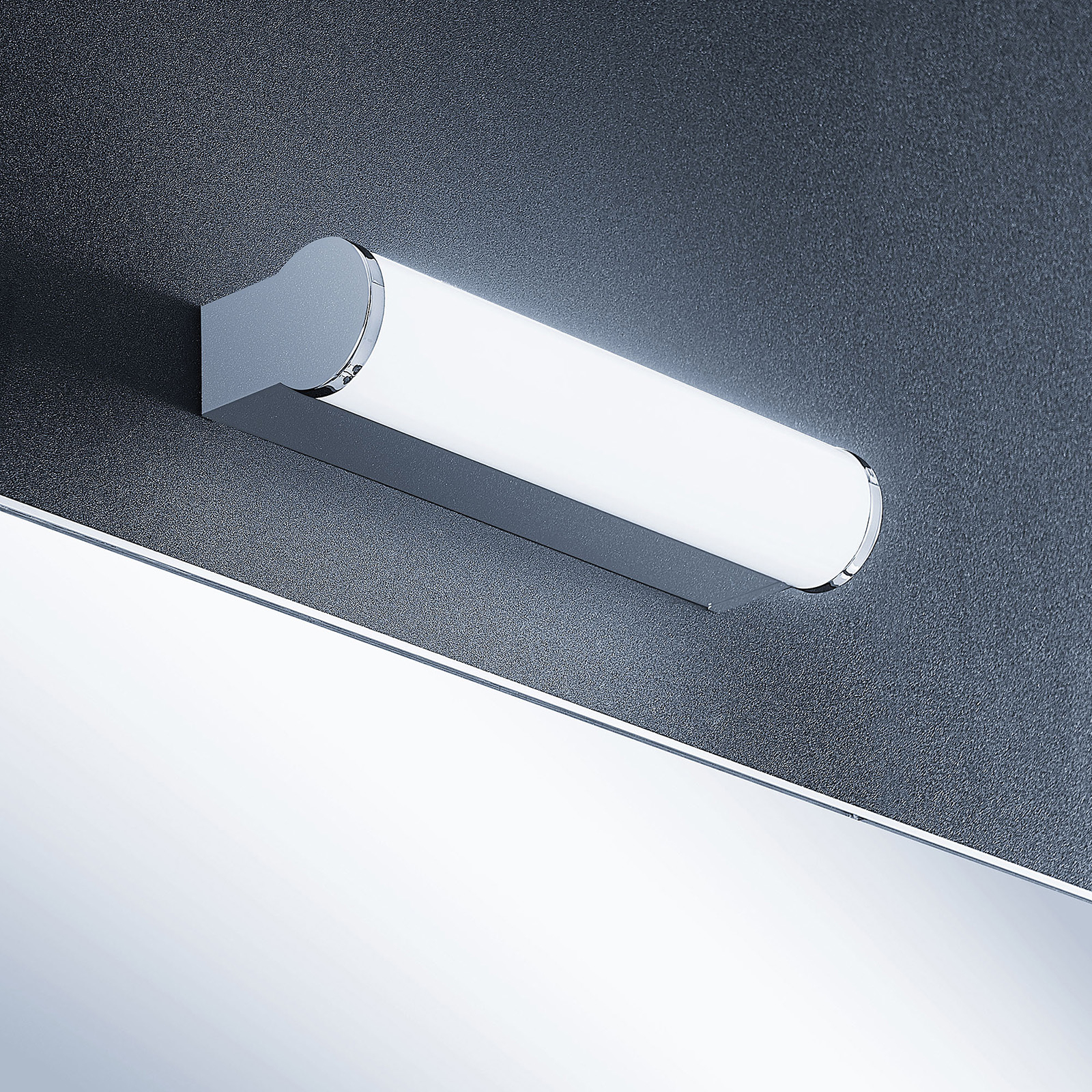 Lindby Baska LED mirror light, 30 cm, for Bathroom, iron, plastic, 5.8 W, energy efficiency: A+, W: 30 cm, H: 6 cm