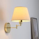 Lindby Pola wall light, 30 cm, brass, extendable, textile