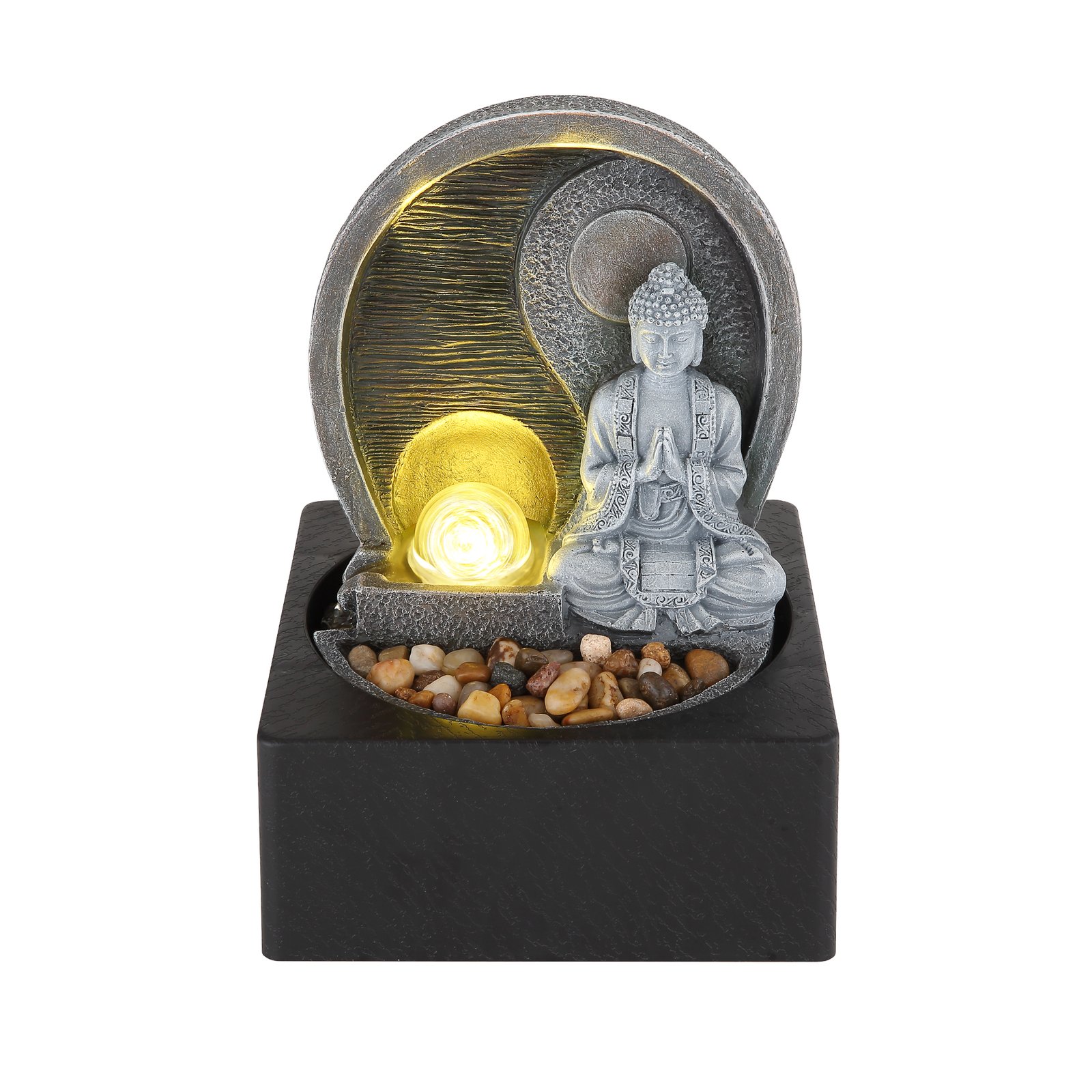 LED-Zimmerbrunnen Fontana, anthrazit/grau, Buddha
