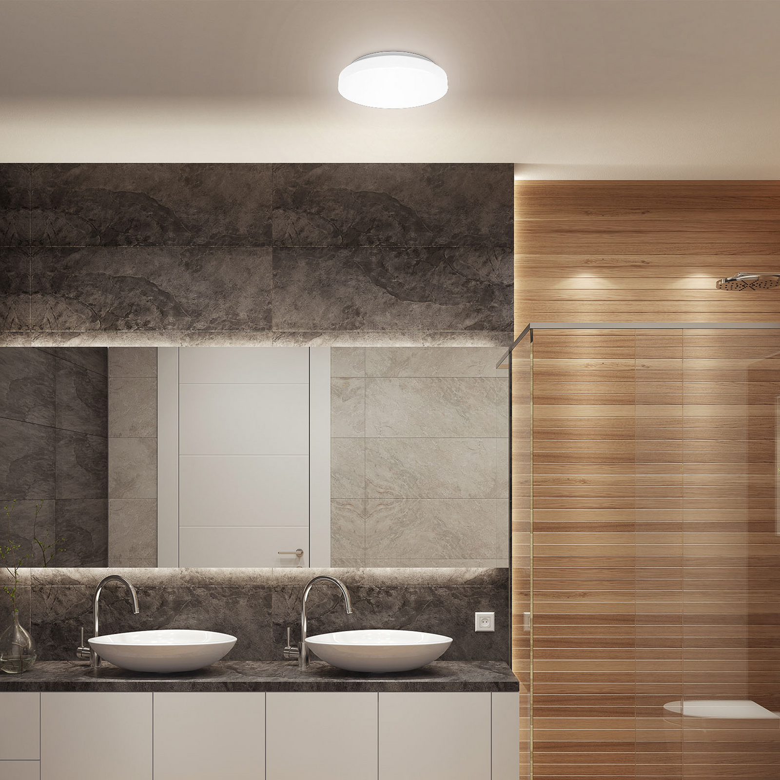 LED plafondlamp Iva, IP44, wit, kunststof, 4.000 K LED plafondlamp Iva, IP44, wit, kunststof, 4.000 K