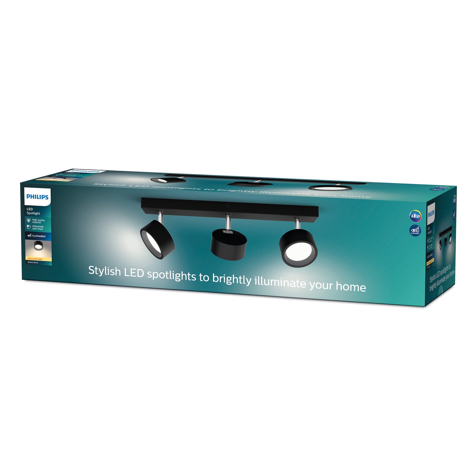 Bracia LED-Deckenspot 3-flammig, schwarz - Philips