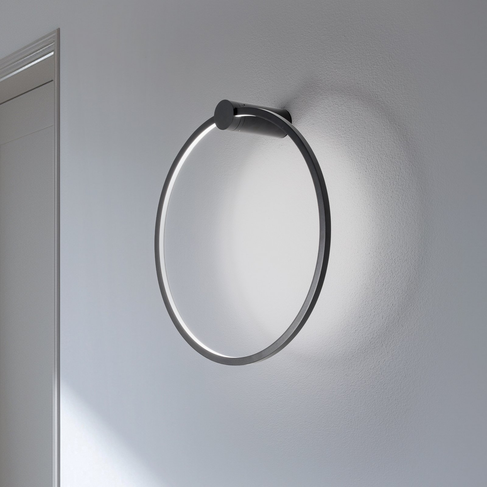 Aplique de pared LED Saturno, negro, Ø 50 cm, metal, 4000 K