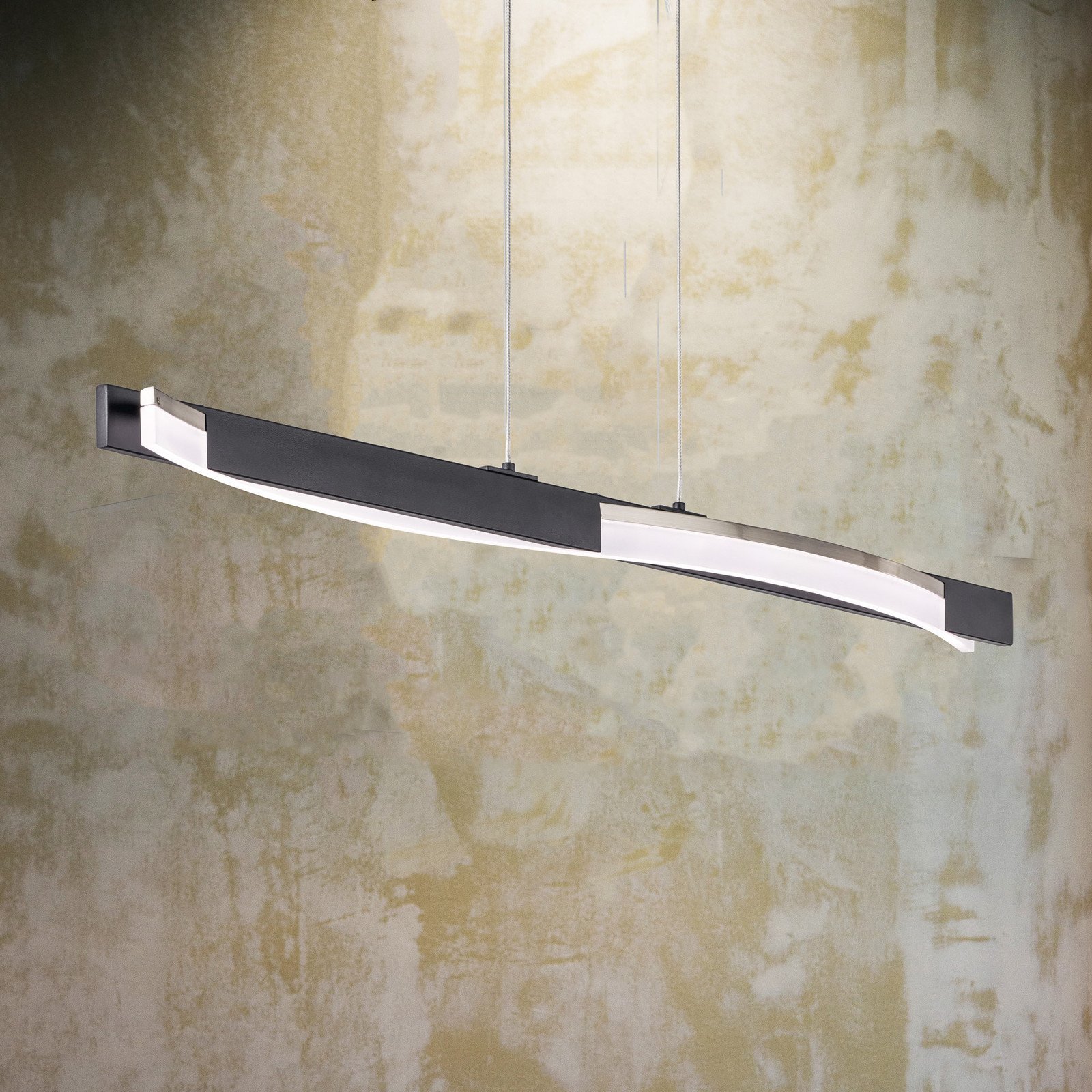 FISCHER & HONSEL Lampă suspendată cu LED Bridge negru/nichel lungime 95 cm - Camera de zi / sufragerie - modern - negru nisip culoare nichel mat - Metal
