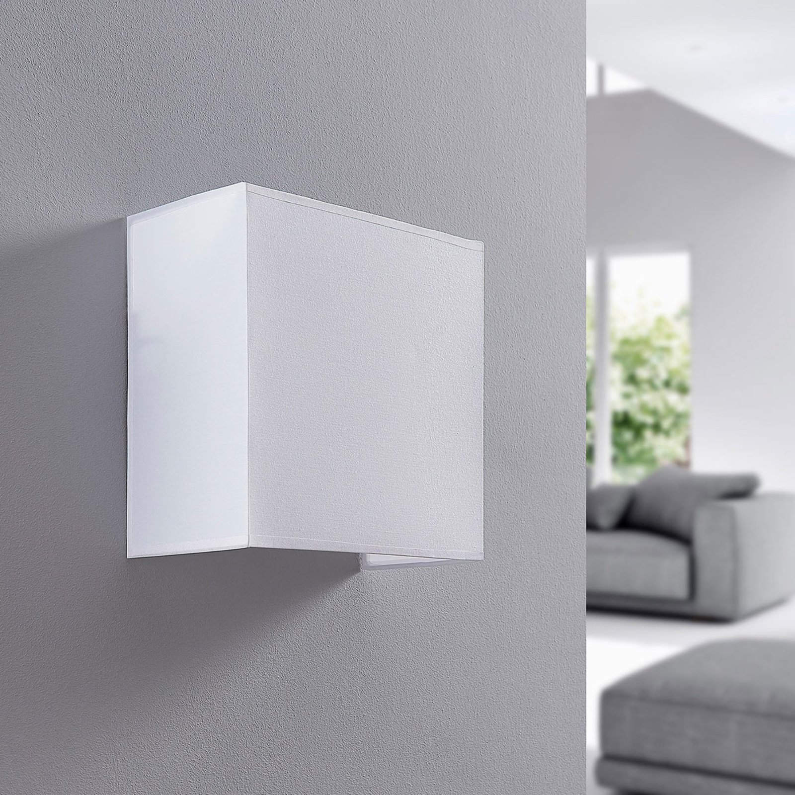 Adea fabric wall lamp, 25 cm, square, white