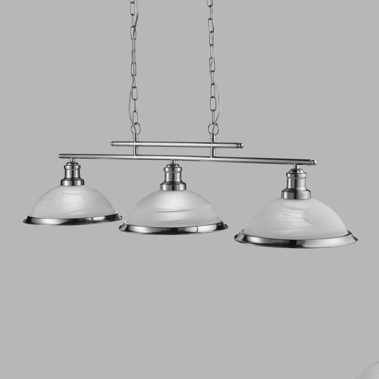 Lámpara colgante Bistro, 3 luces, plata