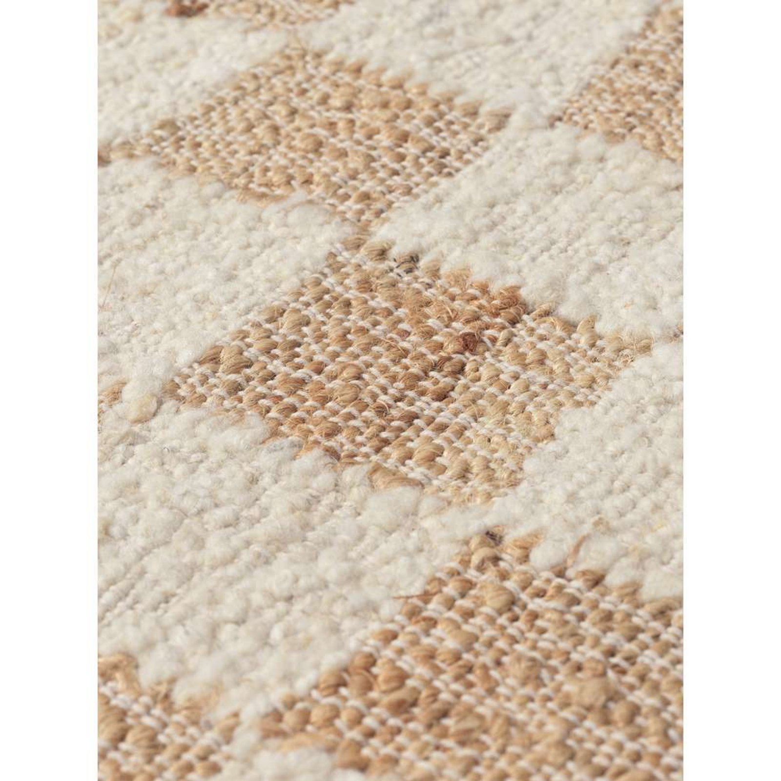 Check Wool Jute Rug 140x200 Off-white/Natural - ferm LIVING