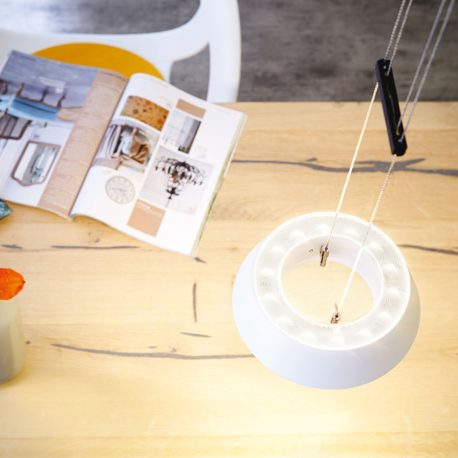 OLIGO Glance lampa wisząca LED 1-punktowa biała
