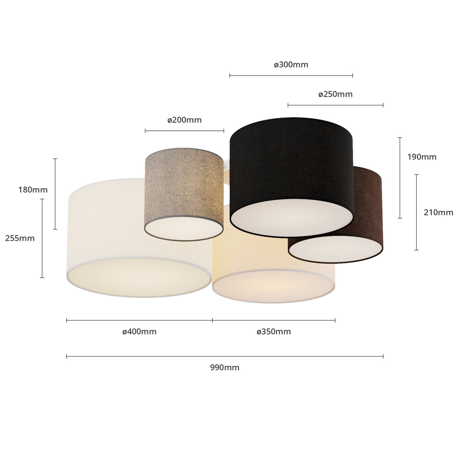 Laurenz 5 Ceiling Lamp Brown/Beige - Lindby