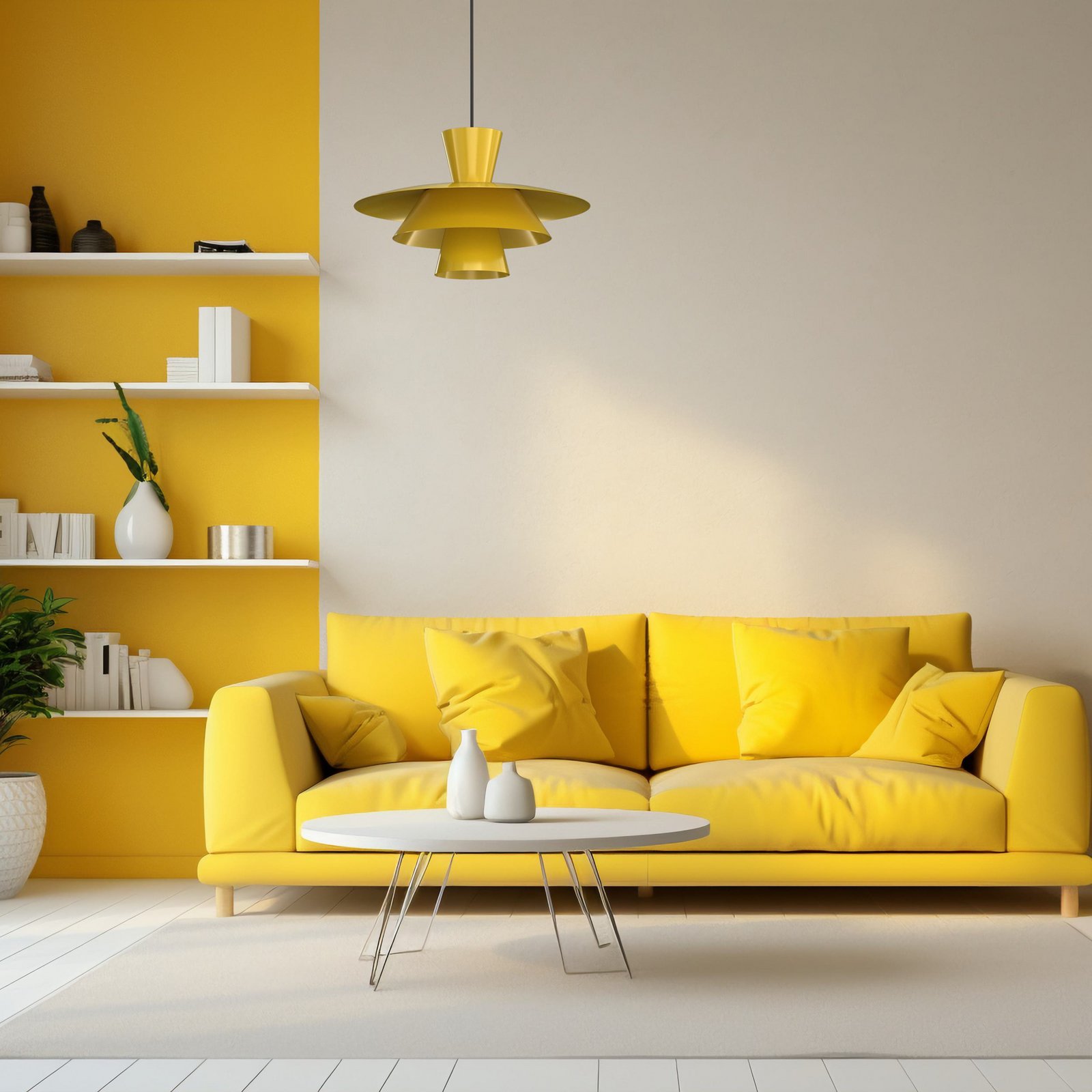 Suspension Plato, jaune moutarde, métal, Ø 38 cm, E27