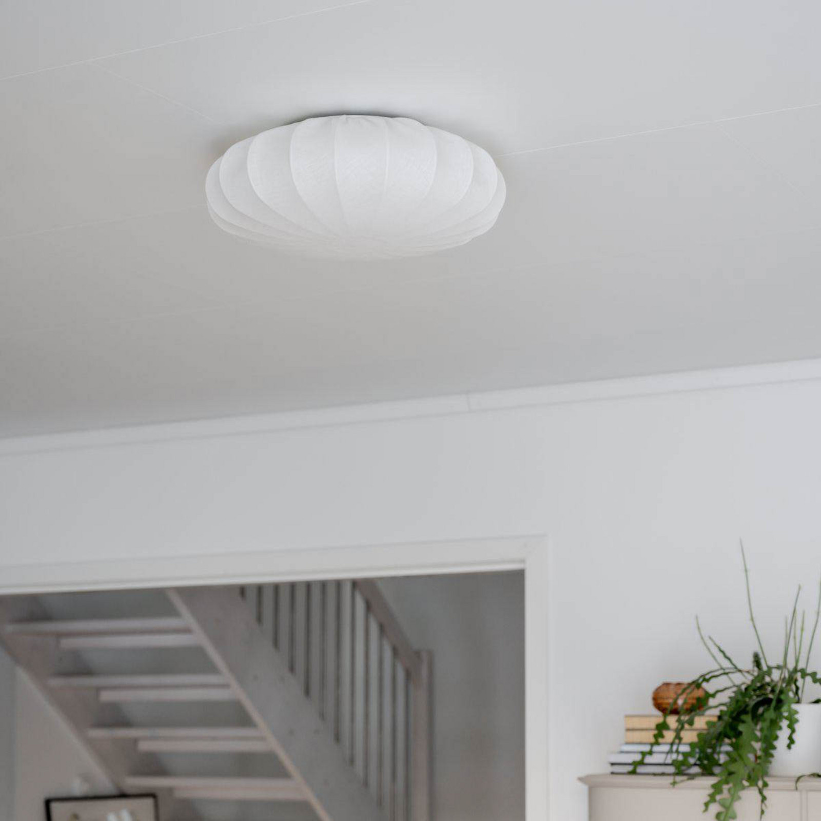 Plafonieră PR Home Plafond textil de in Ø 42 cm alb
