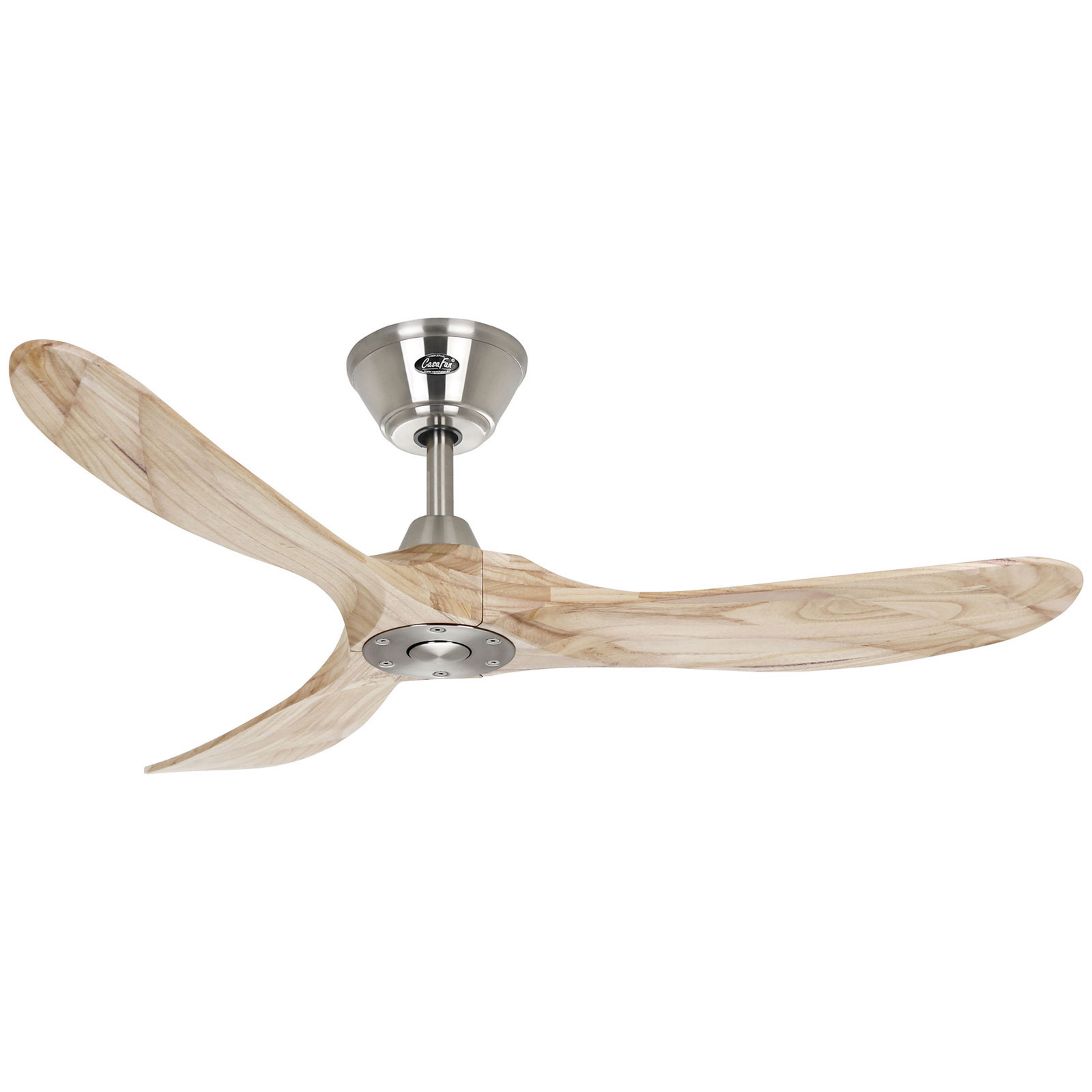 ECO GENUINO Ceiling Fan, Chrome/Light Wood, 122cm - CasaFan